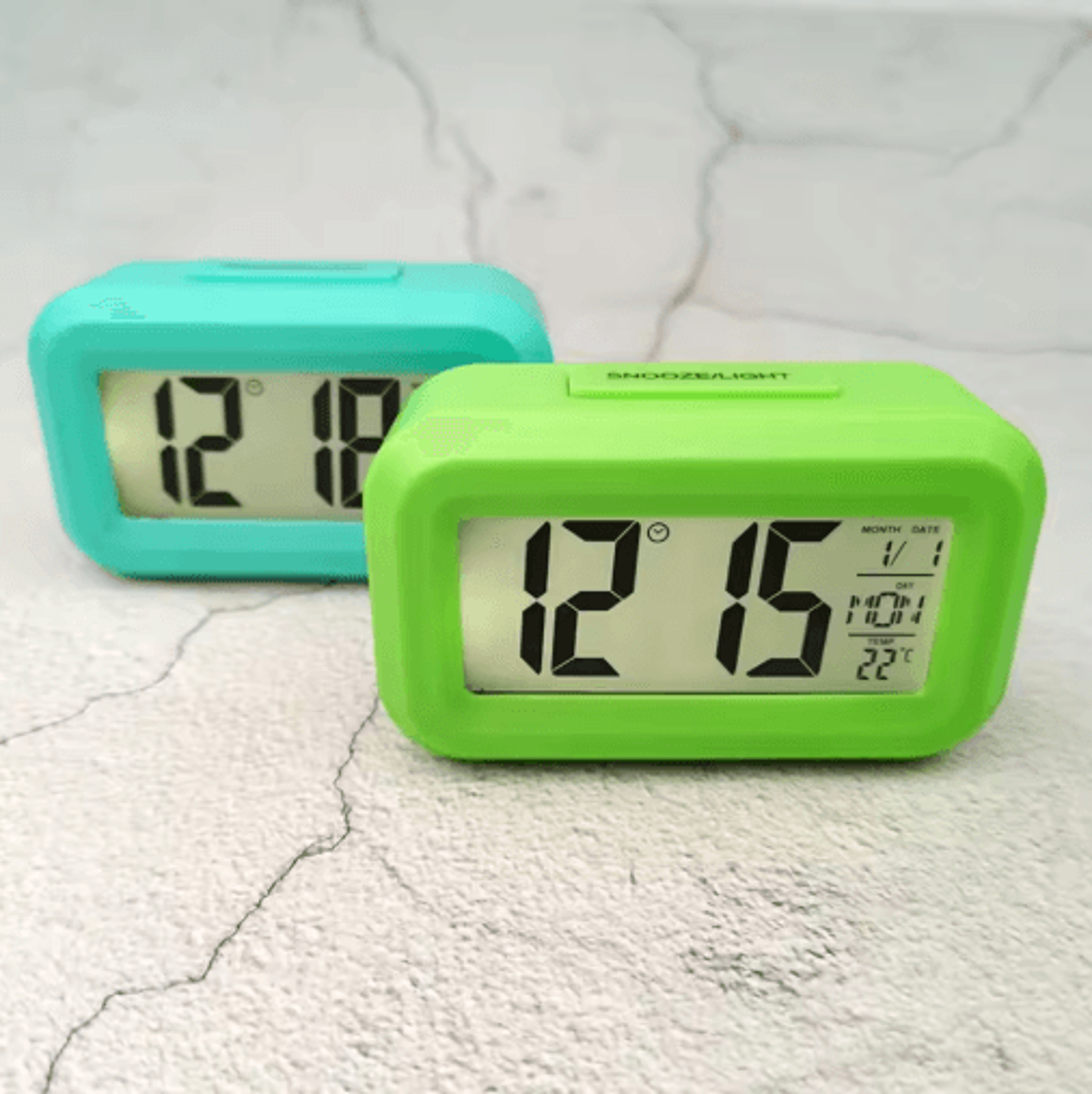 mini led digital alarm clock – 3 alarms, calendar & temperature display