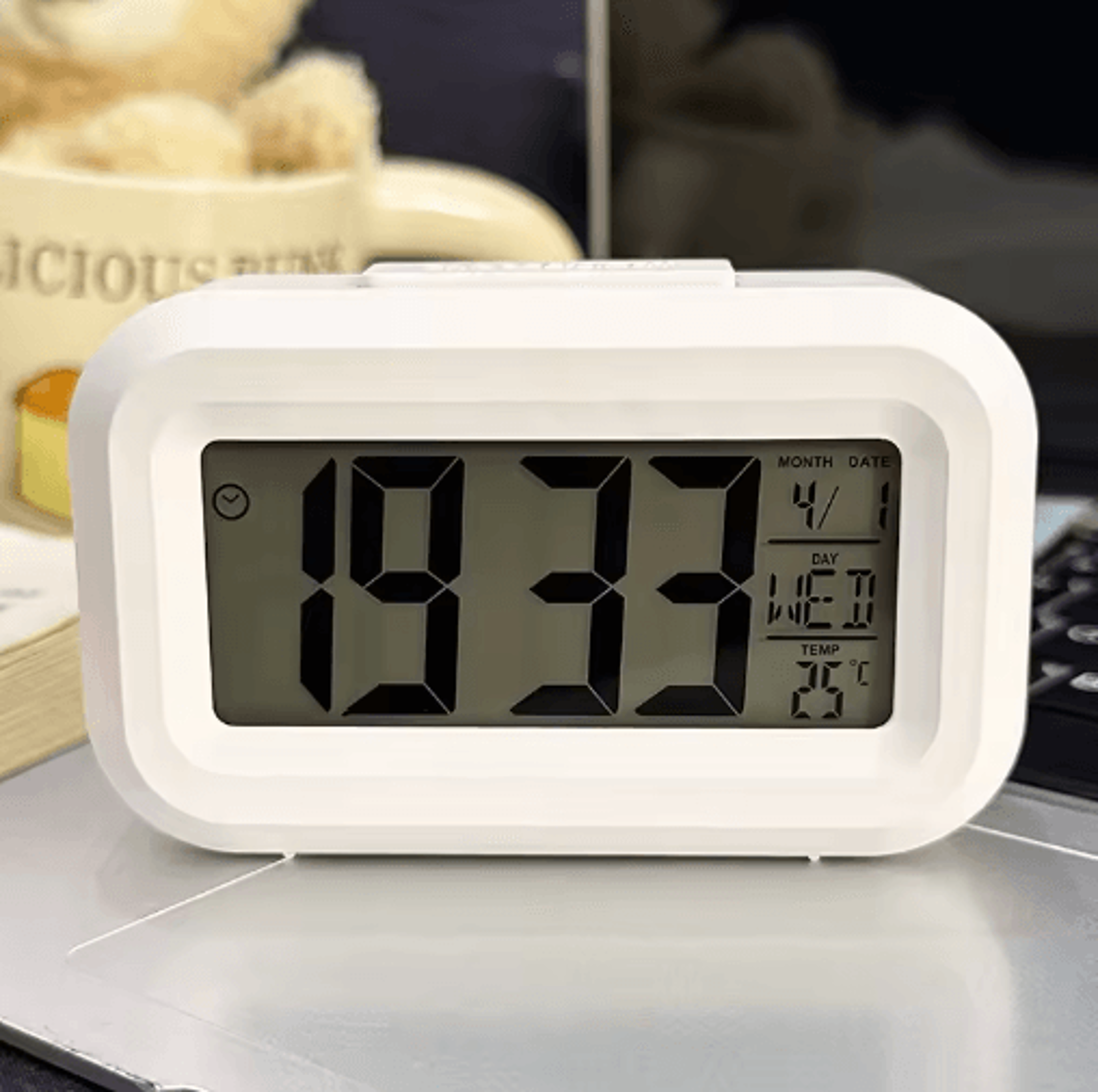 led digital alarm clock – backlit calendar desk clock with snooze