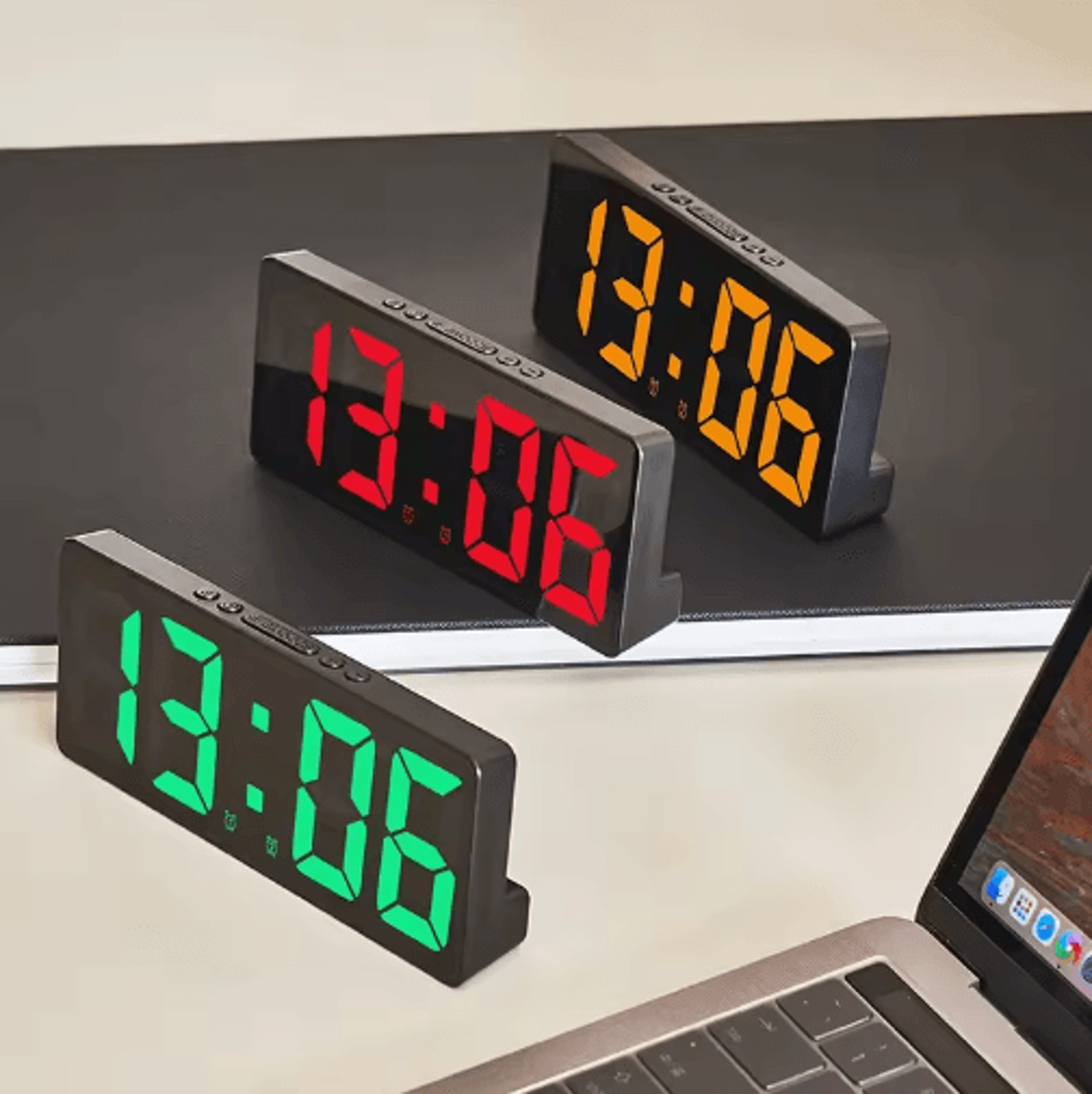 multifunction led digital clock – color night light, temperature & calendar display