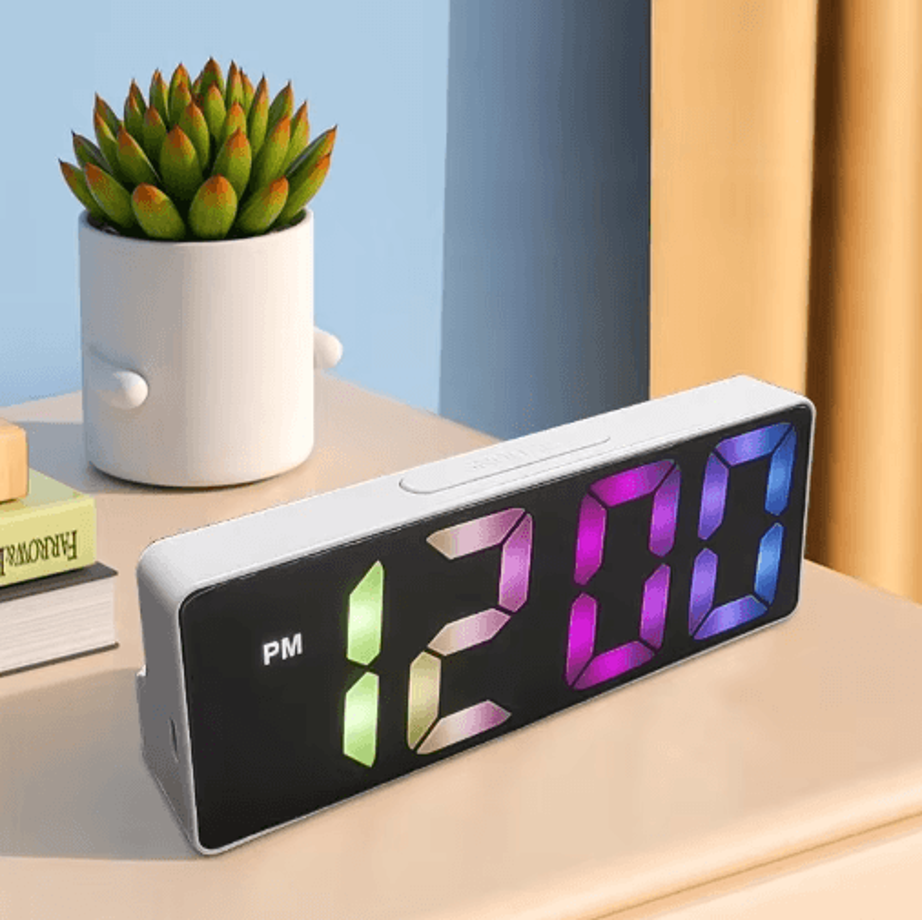 voice control led alarm clock – temperature, date & usb type-c port