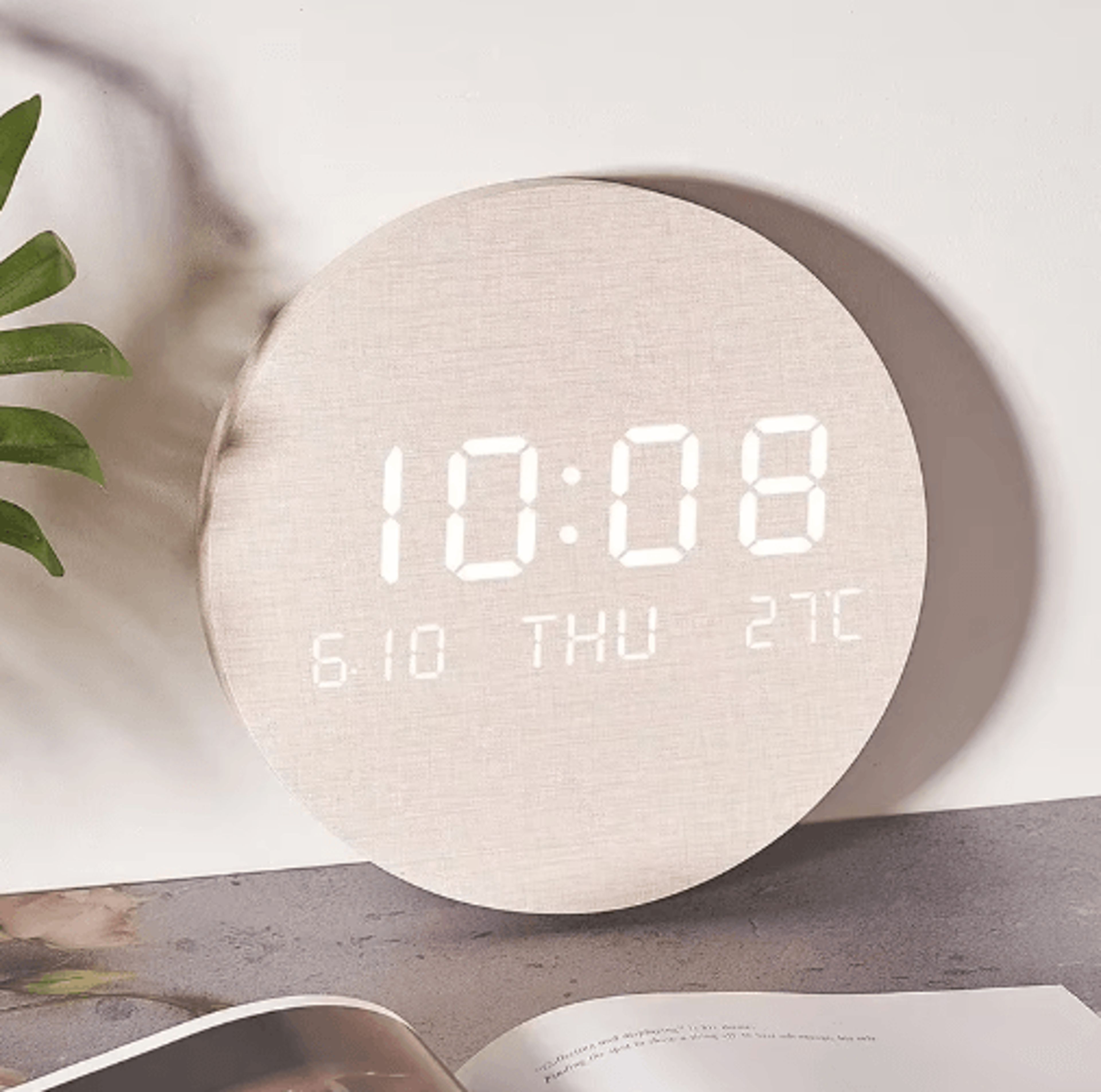 led digital wall clock silent time date & temperature display
