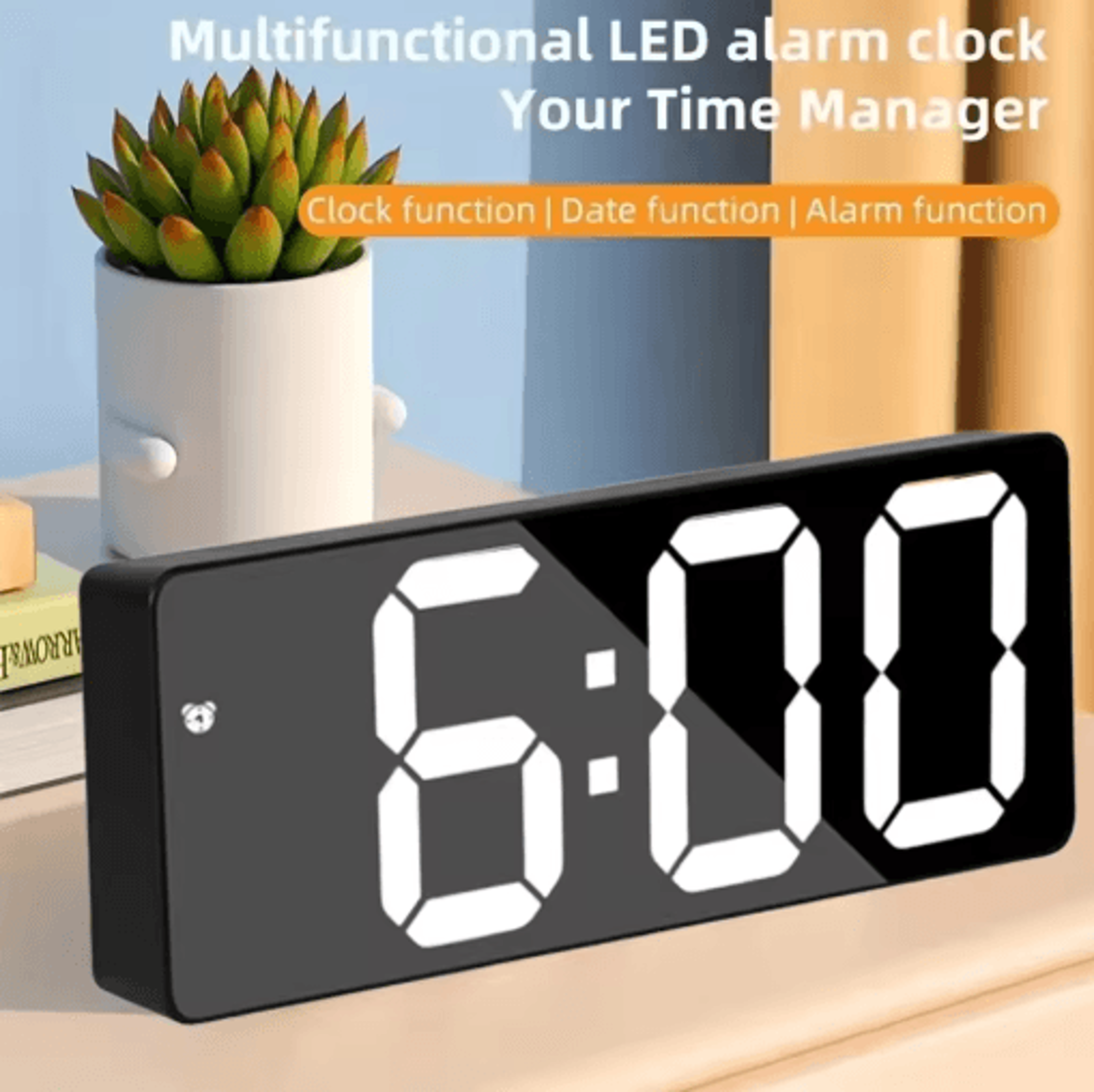 led digital alarm clock temperature display & adjustable brightness