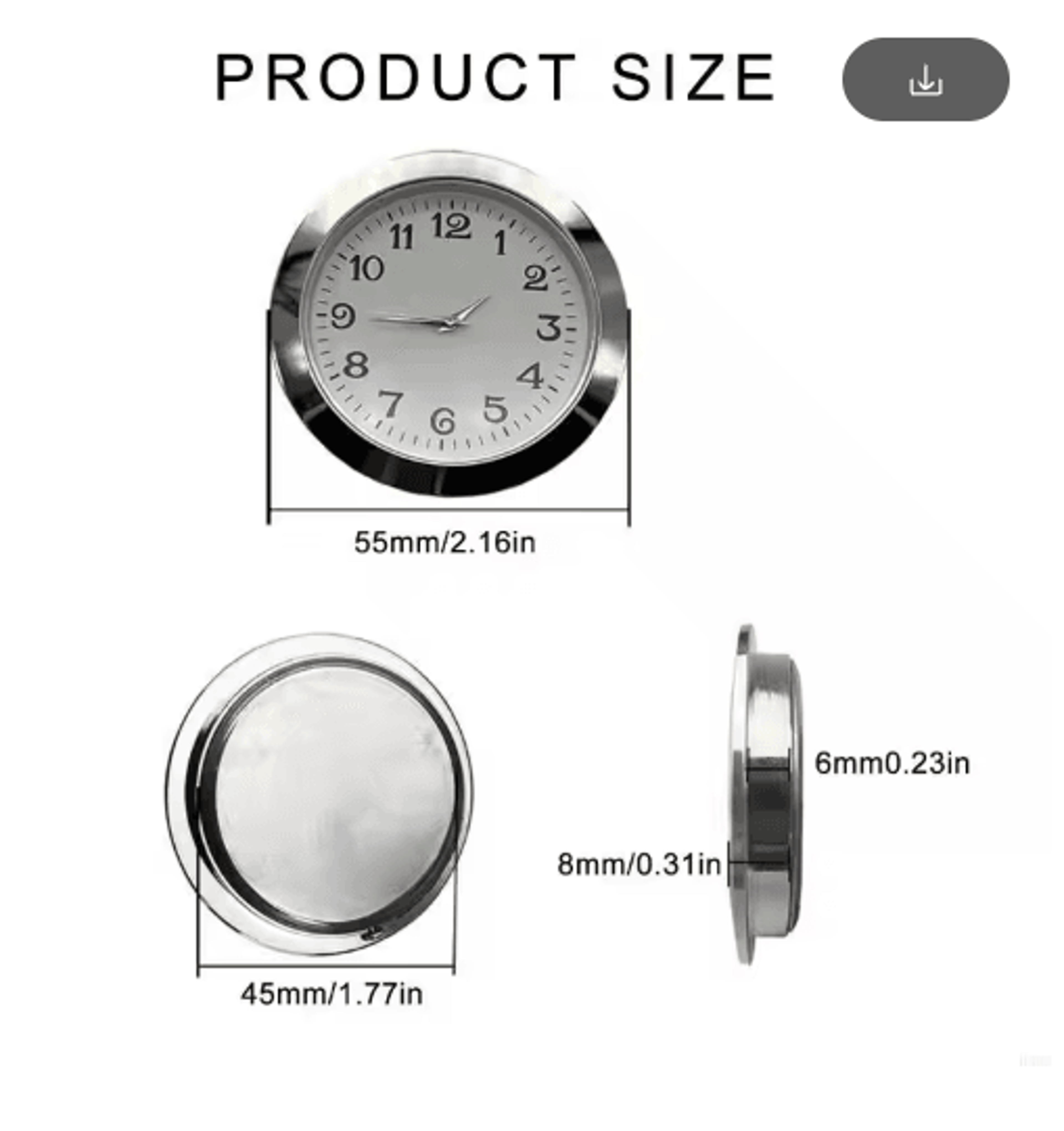 e5bb 55mm clock insert – replacement clock head for diy projects