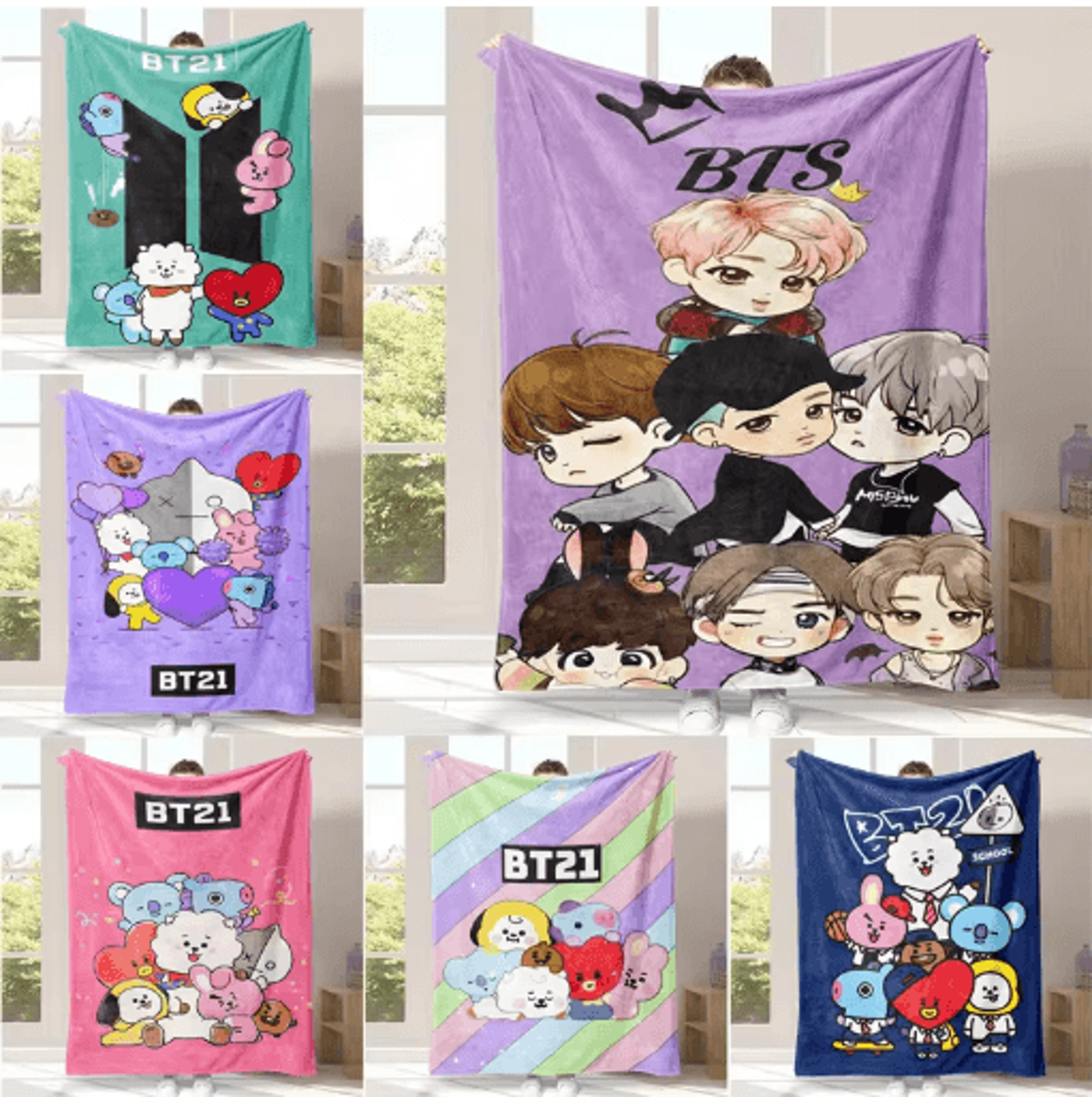 bts flannel throw blanket – one-side printed soft sofa & bed cover