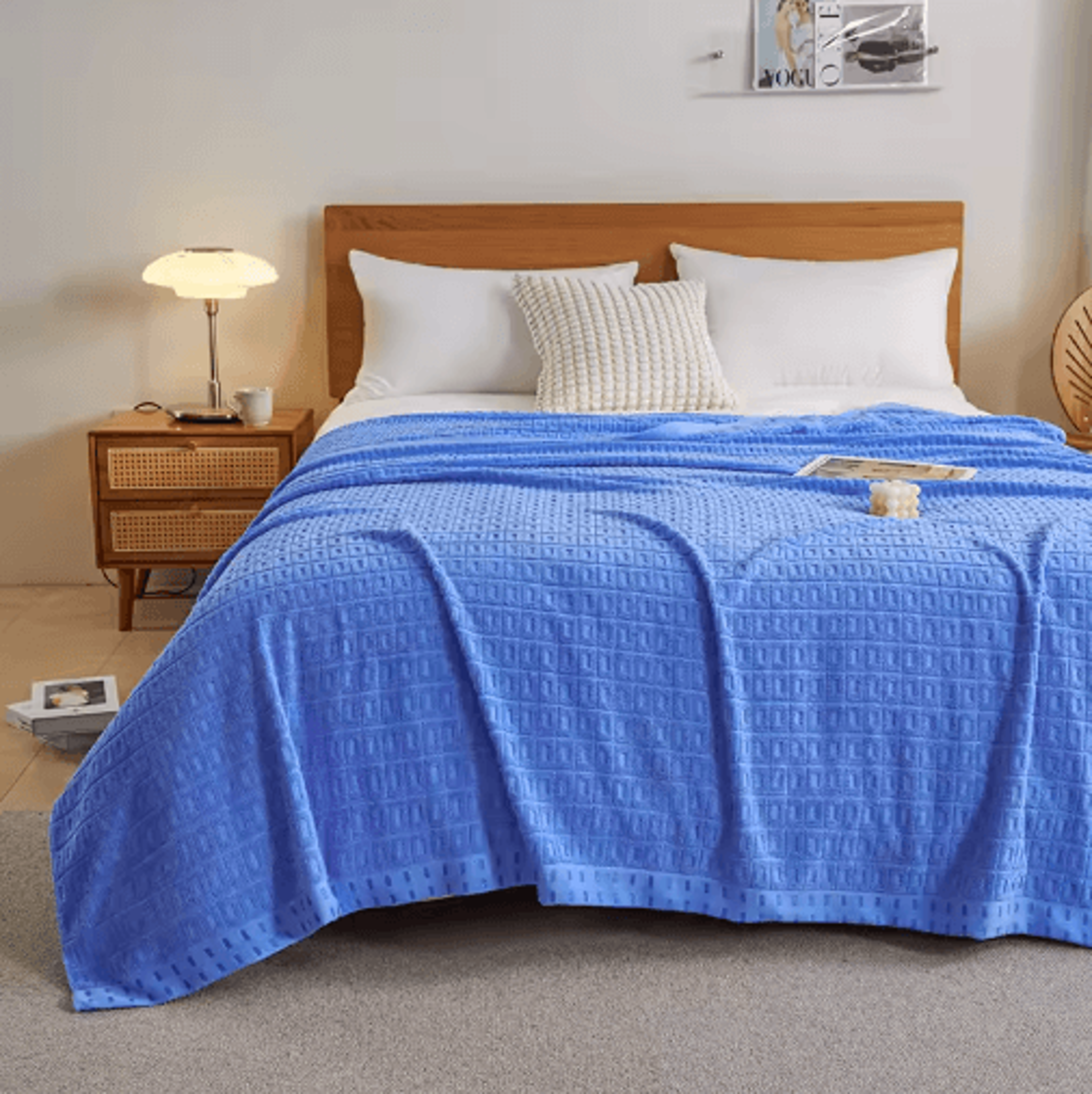 cotton terry towel blanket – lightweight grey summer bed & sofa throw