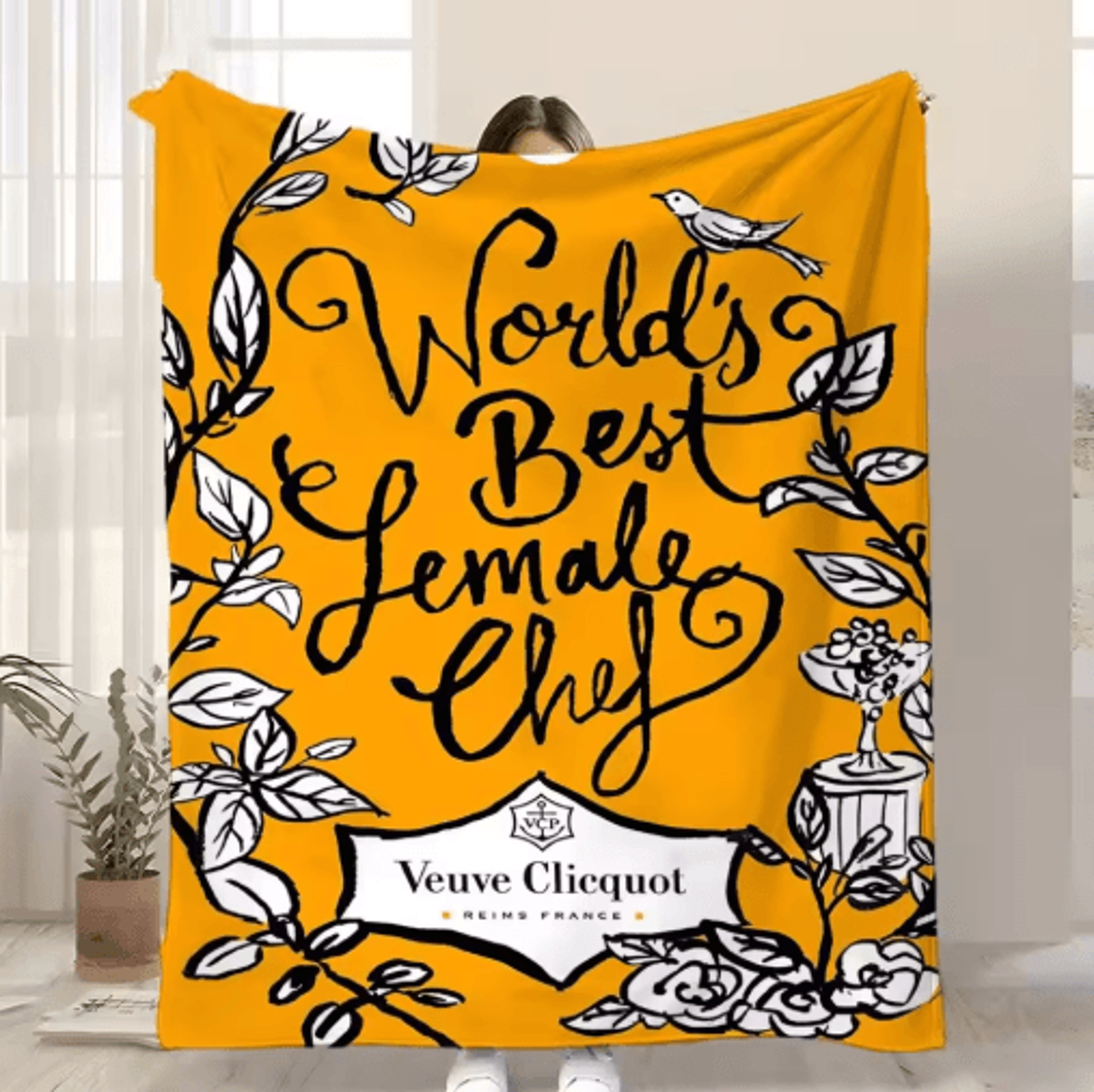veuve clicquot art flannel throw blanket – soft warm all-season cover