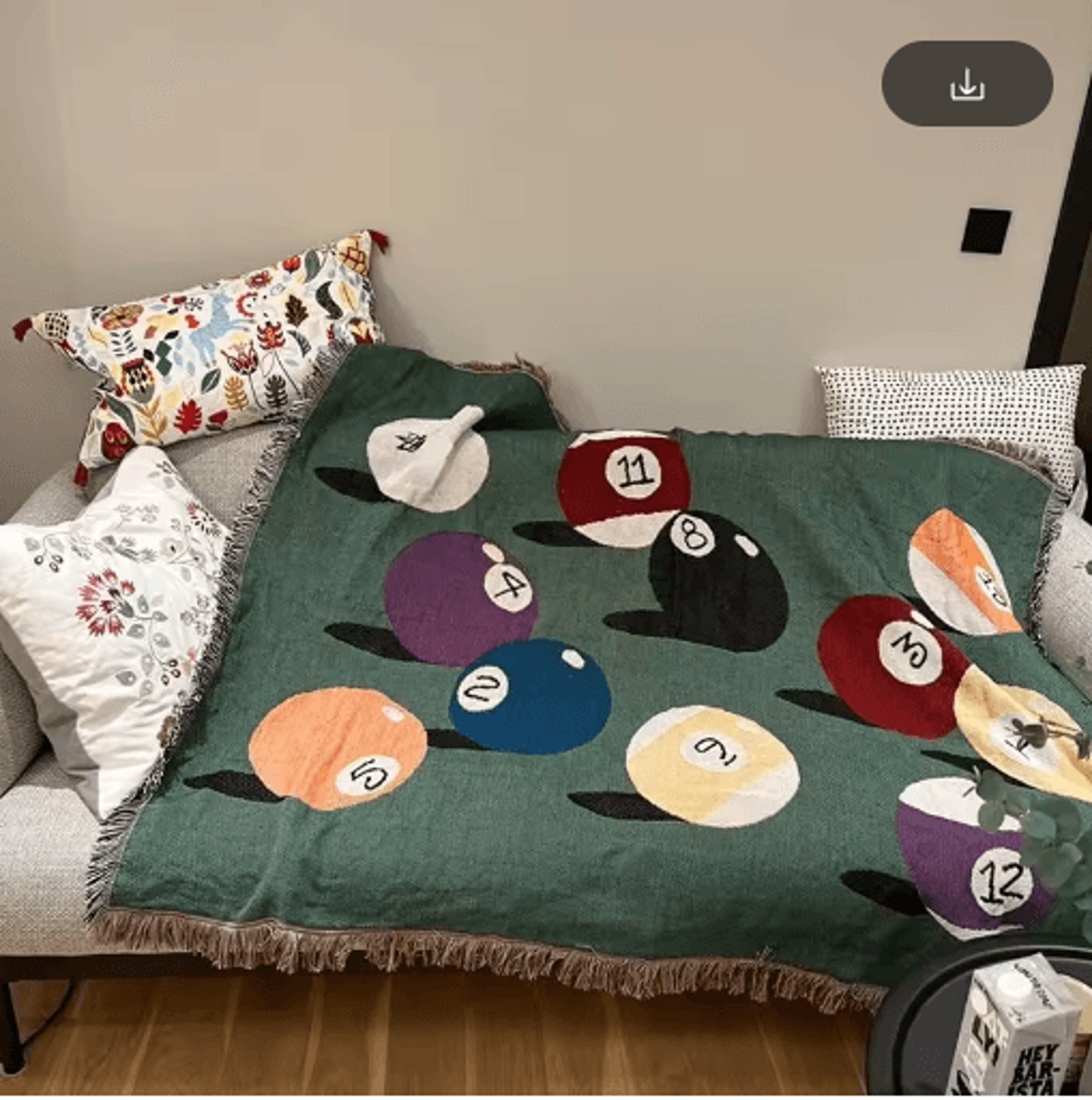 retro billiard balls woven throw blanket – fringed pool game room decor