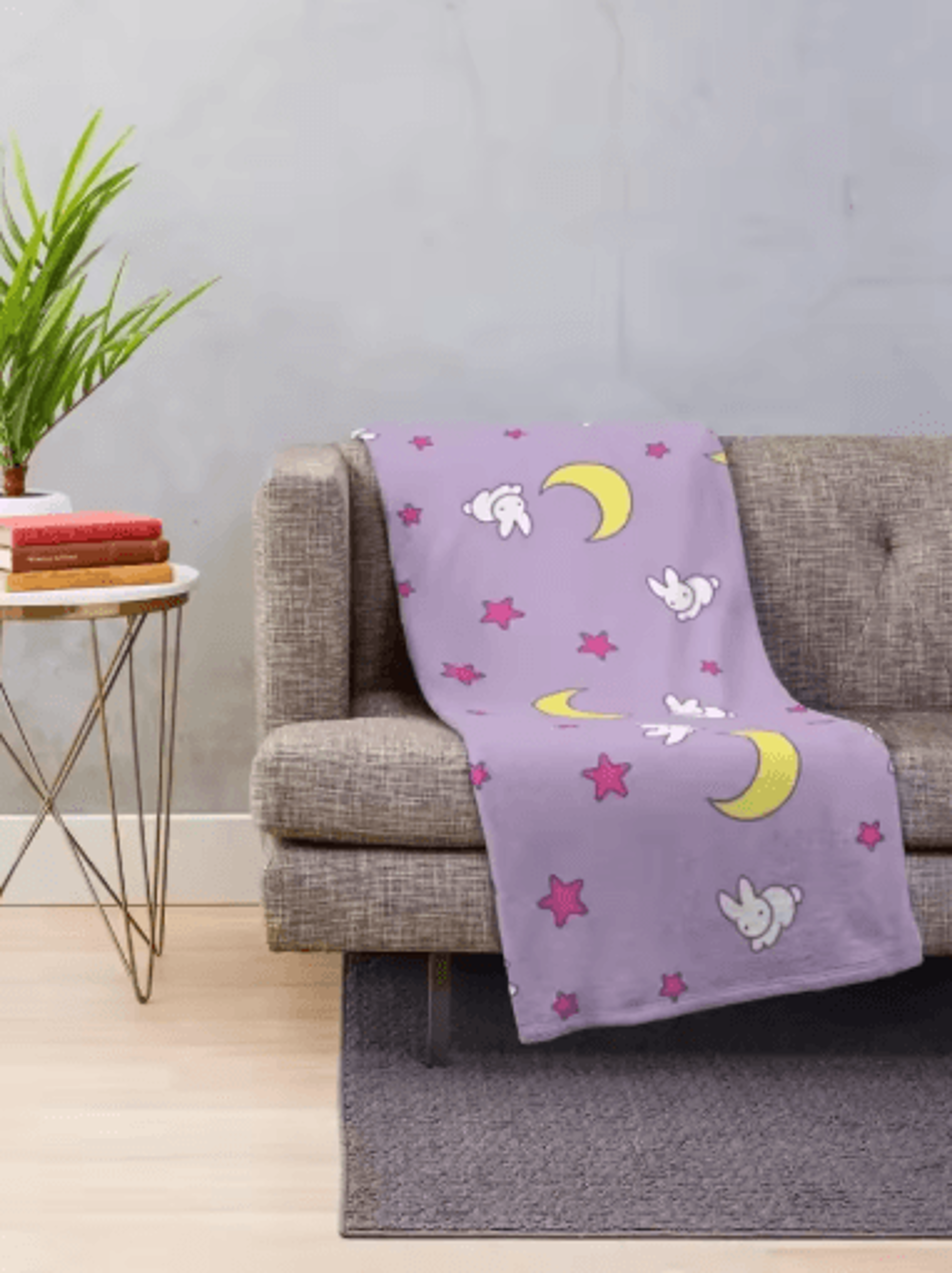 usagi sailor moon throw blanket – kawaii crescent moon & bunny design