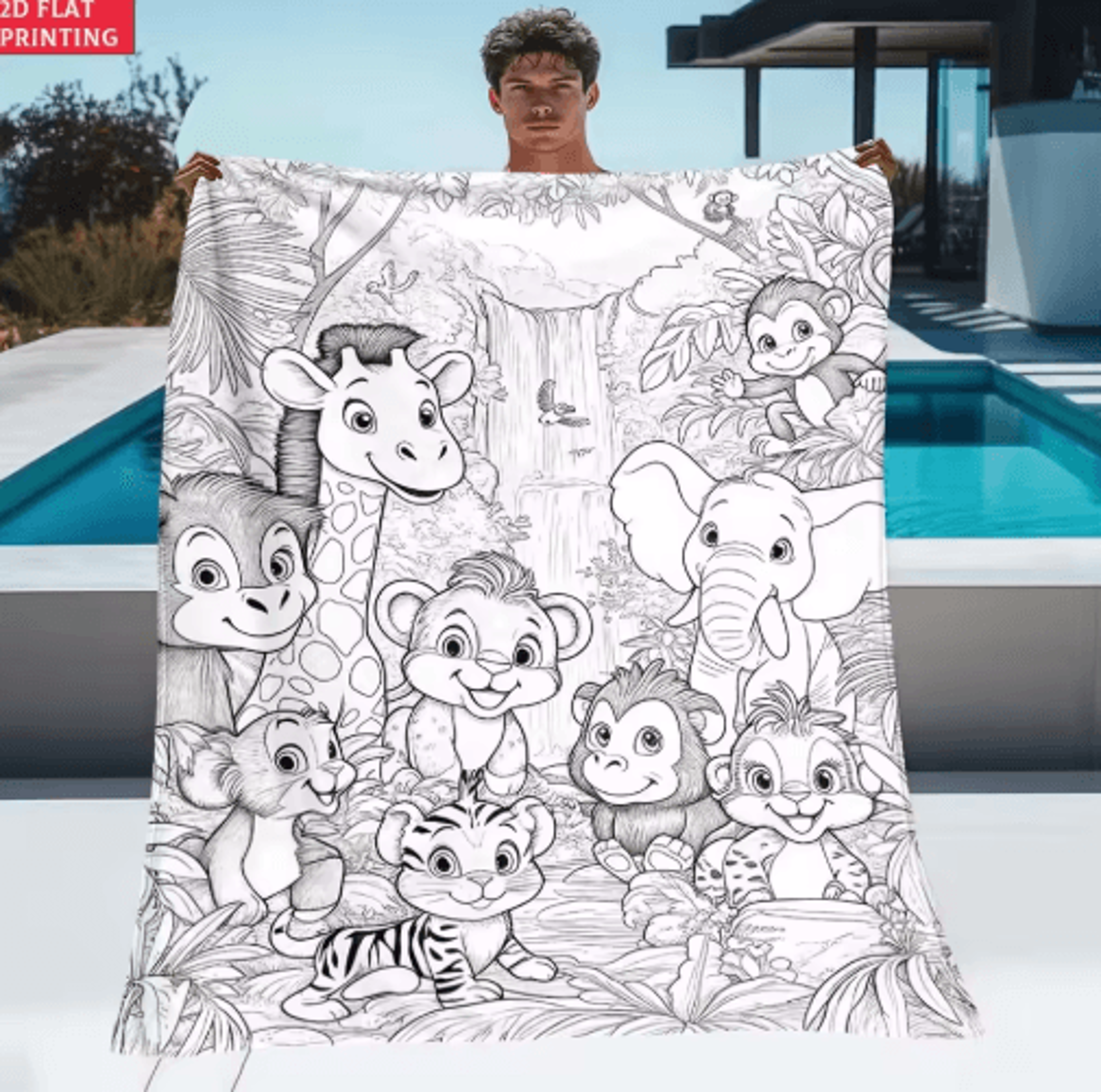 cute jungle animal friends throw blanket – soft flannel fleece kids cover