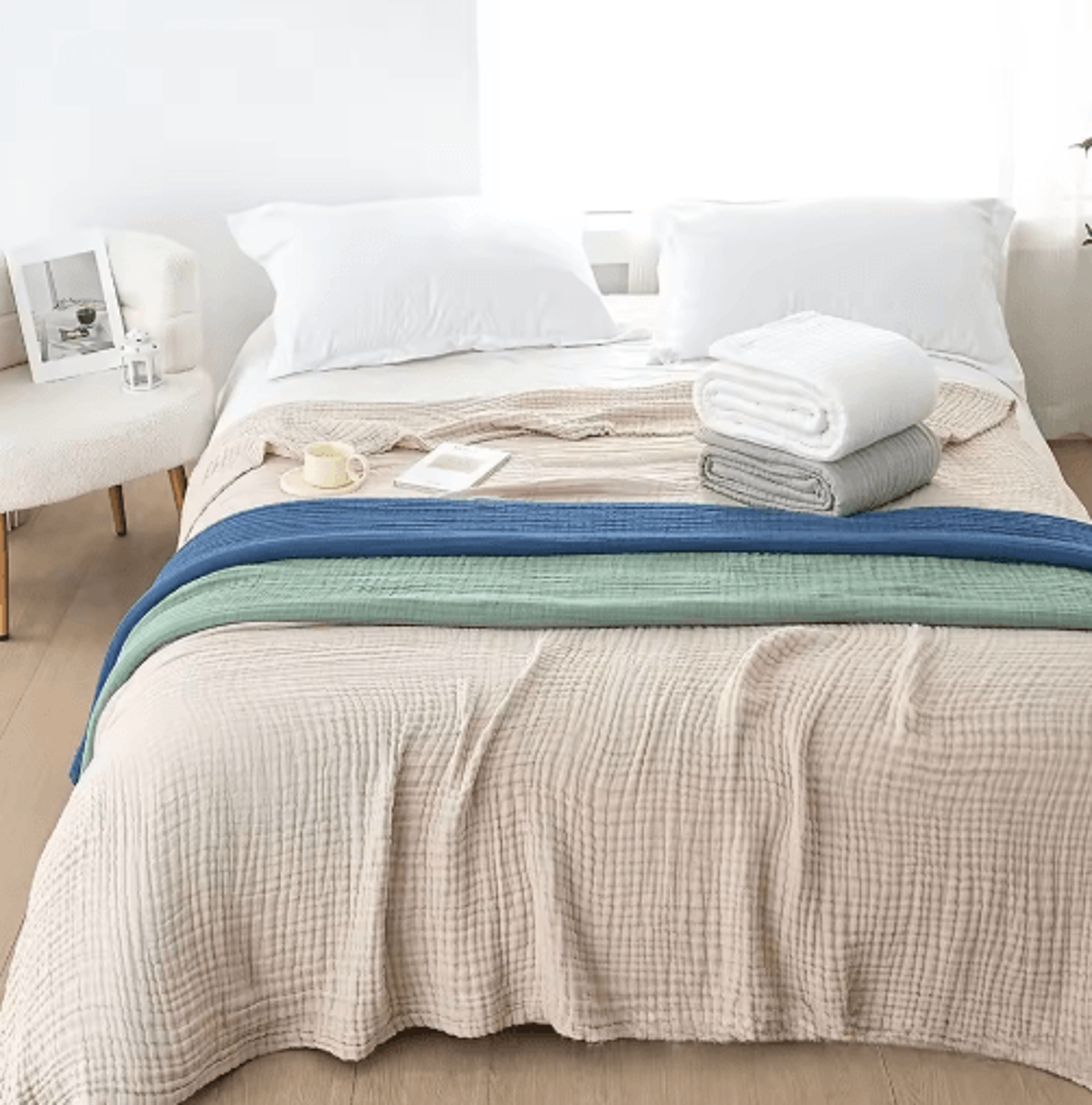 6-layer cotton muslin blanket – large gauze summer quilt & bath towel