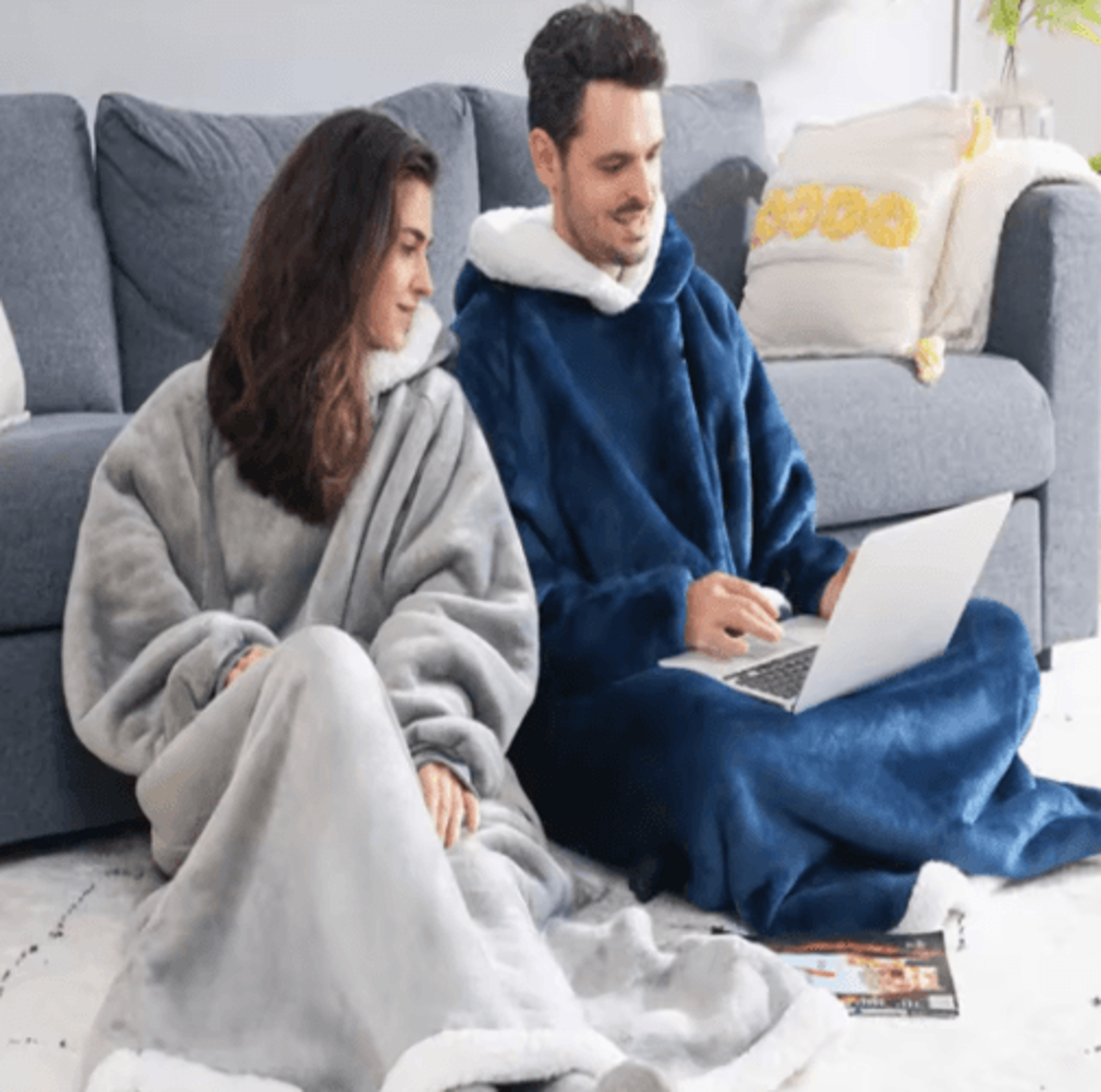 180cm oversized wearable blanket hoodie – flannel fleece pullover with sleeves