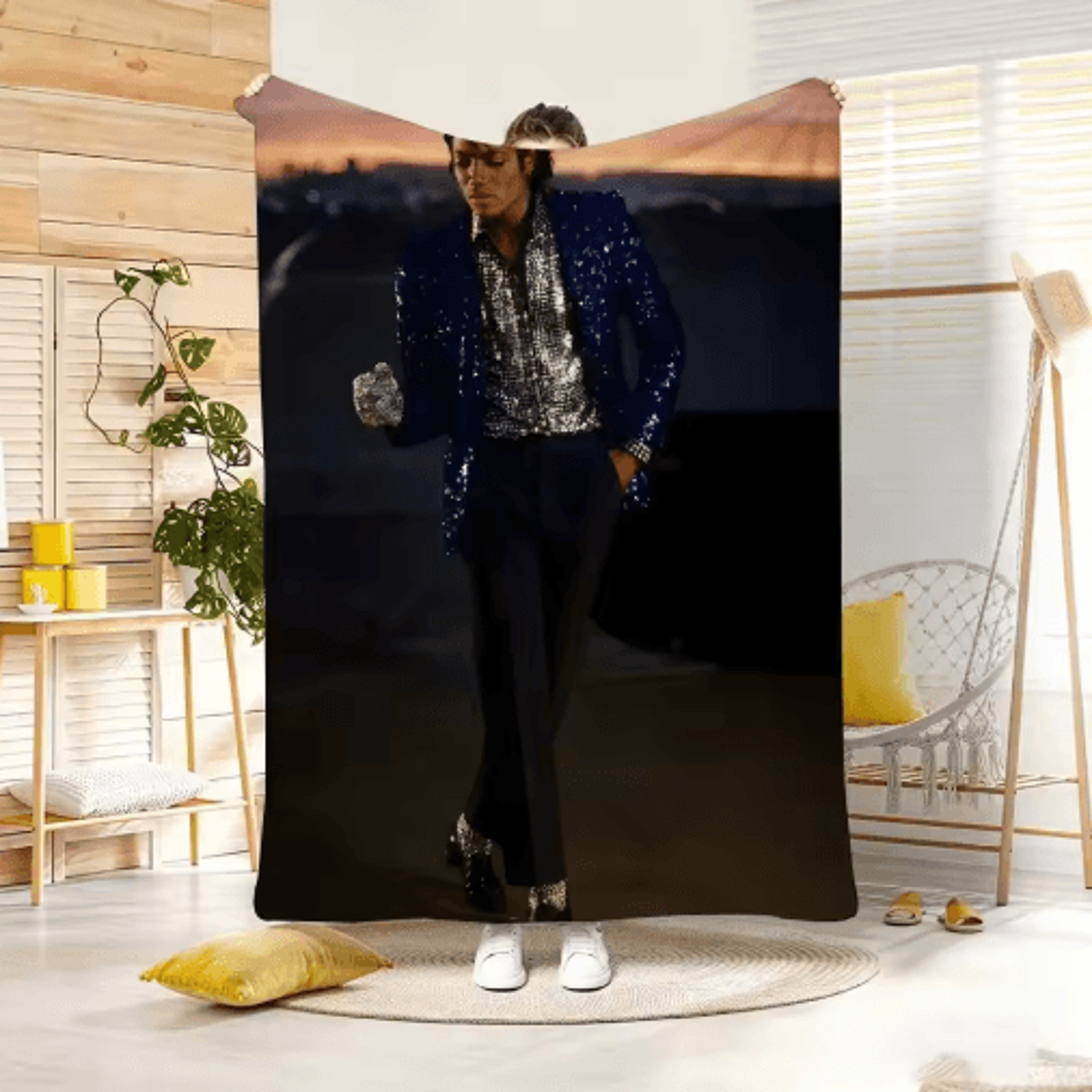 michael jackson flannel throw blanket – lightweight 240g music fan cover