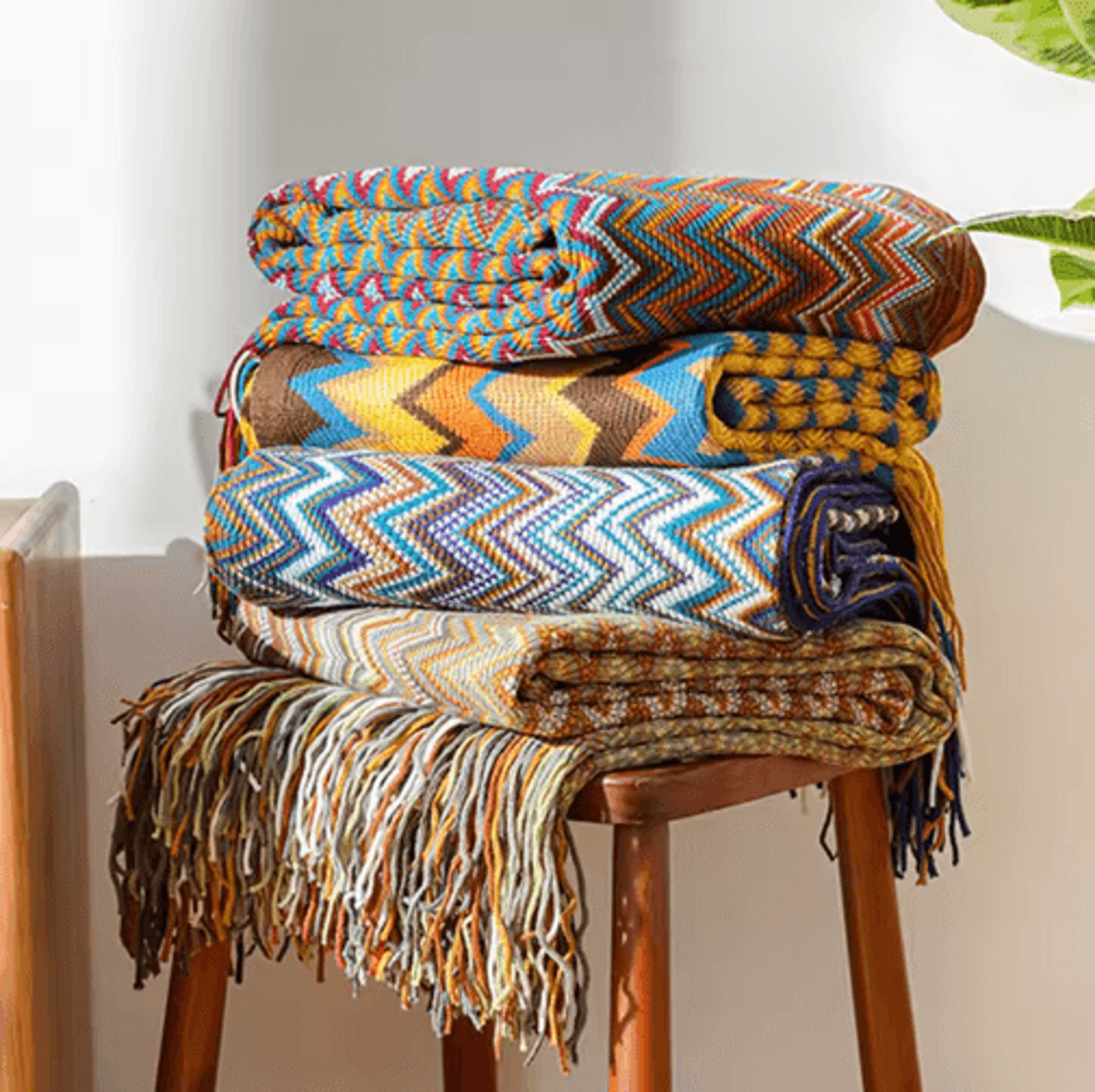 retro bohemian knitted blanket – striped plaid tassel sofa & bed throw