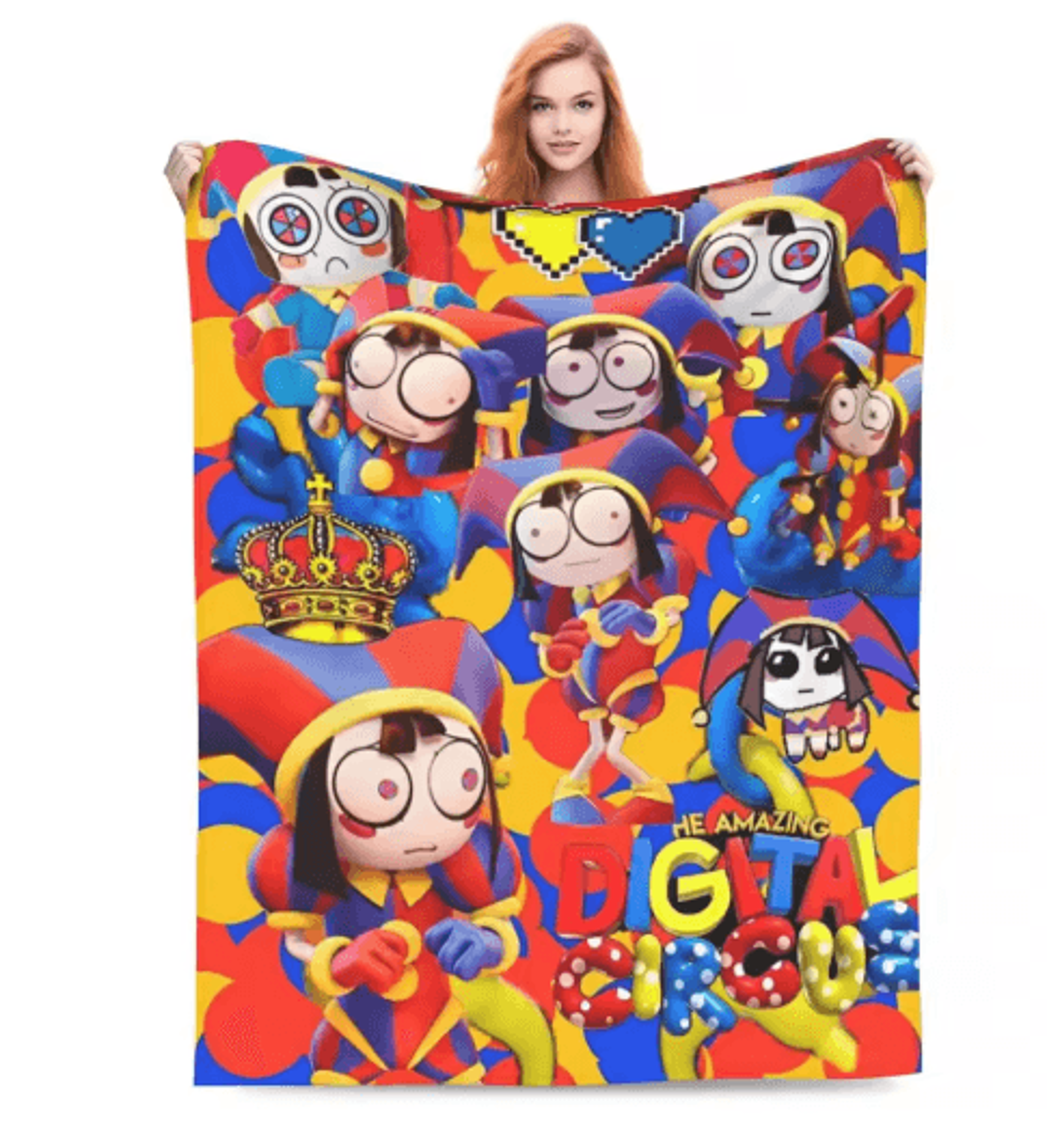 pomni amazing digital circus fleece blanket – soft cartoon sofa & bed throw