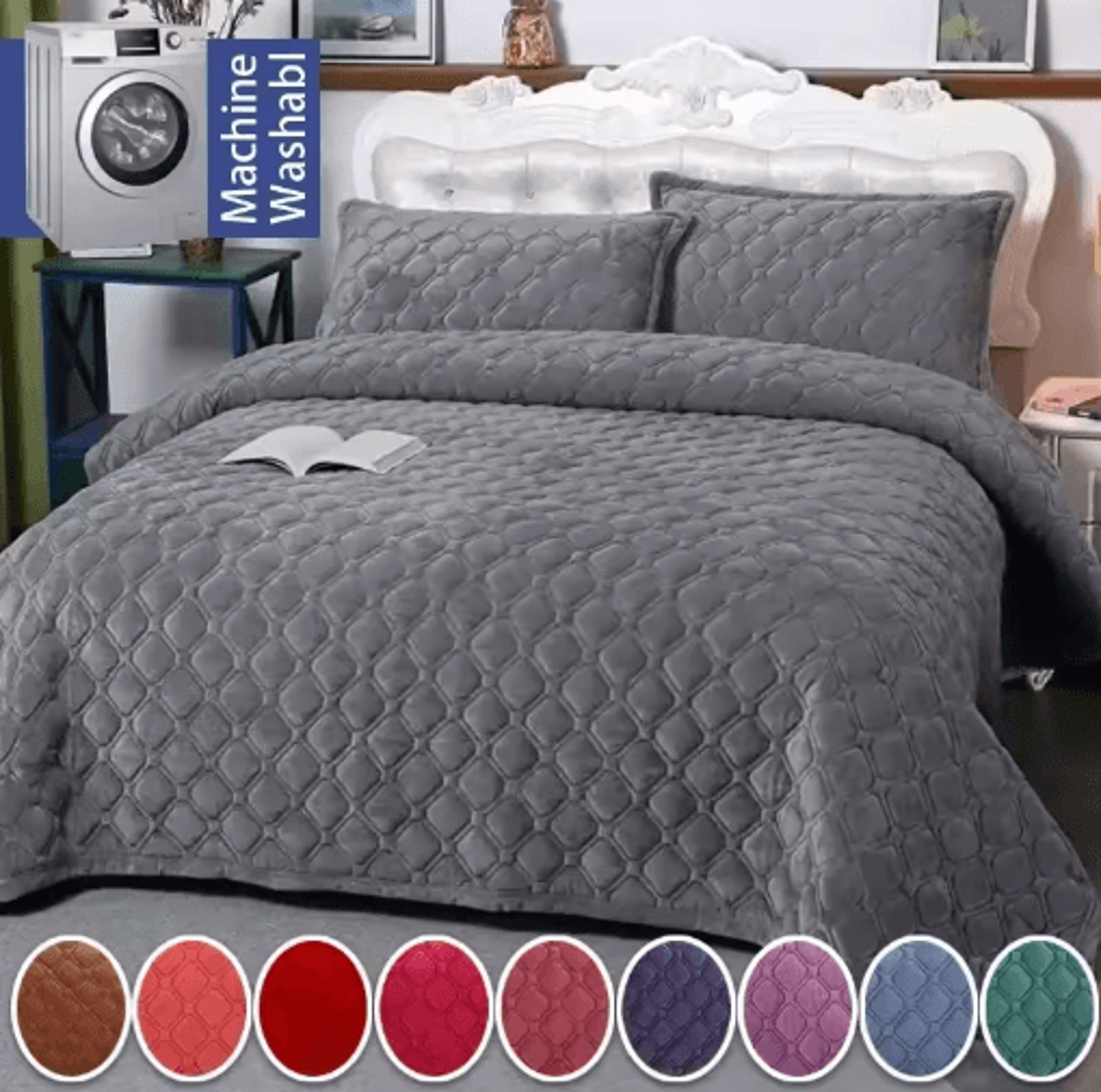 super soft flannel bedspread – geometric quilted winter bed cover