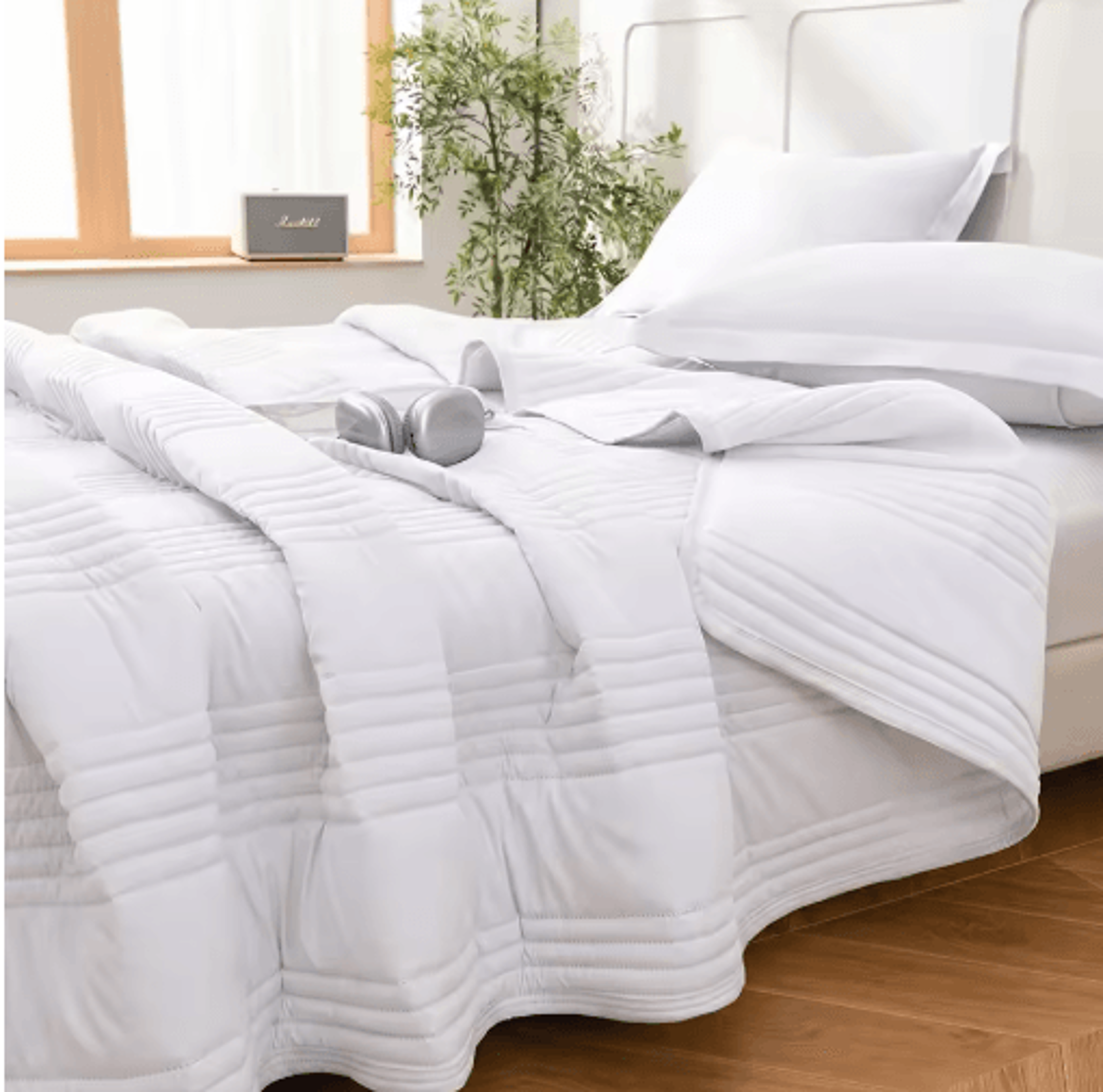lightweight quilted summer blanket – double-sided breathable king comforter