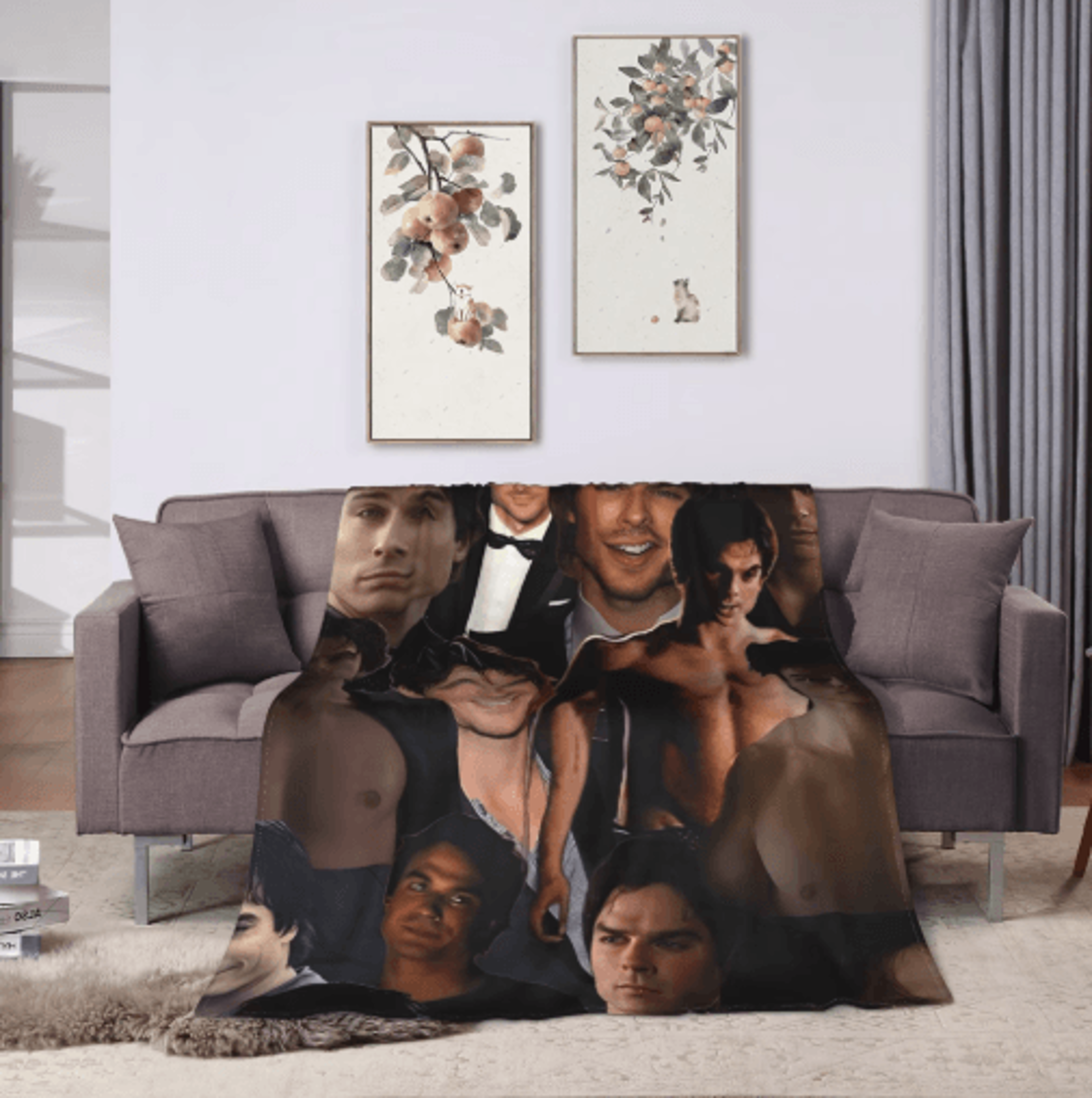 damon salvatore flannel throw blanket – vampire diaries-inspired bed & sofa cover