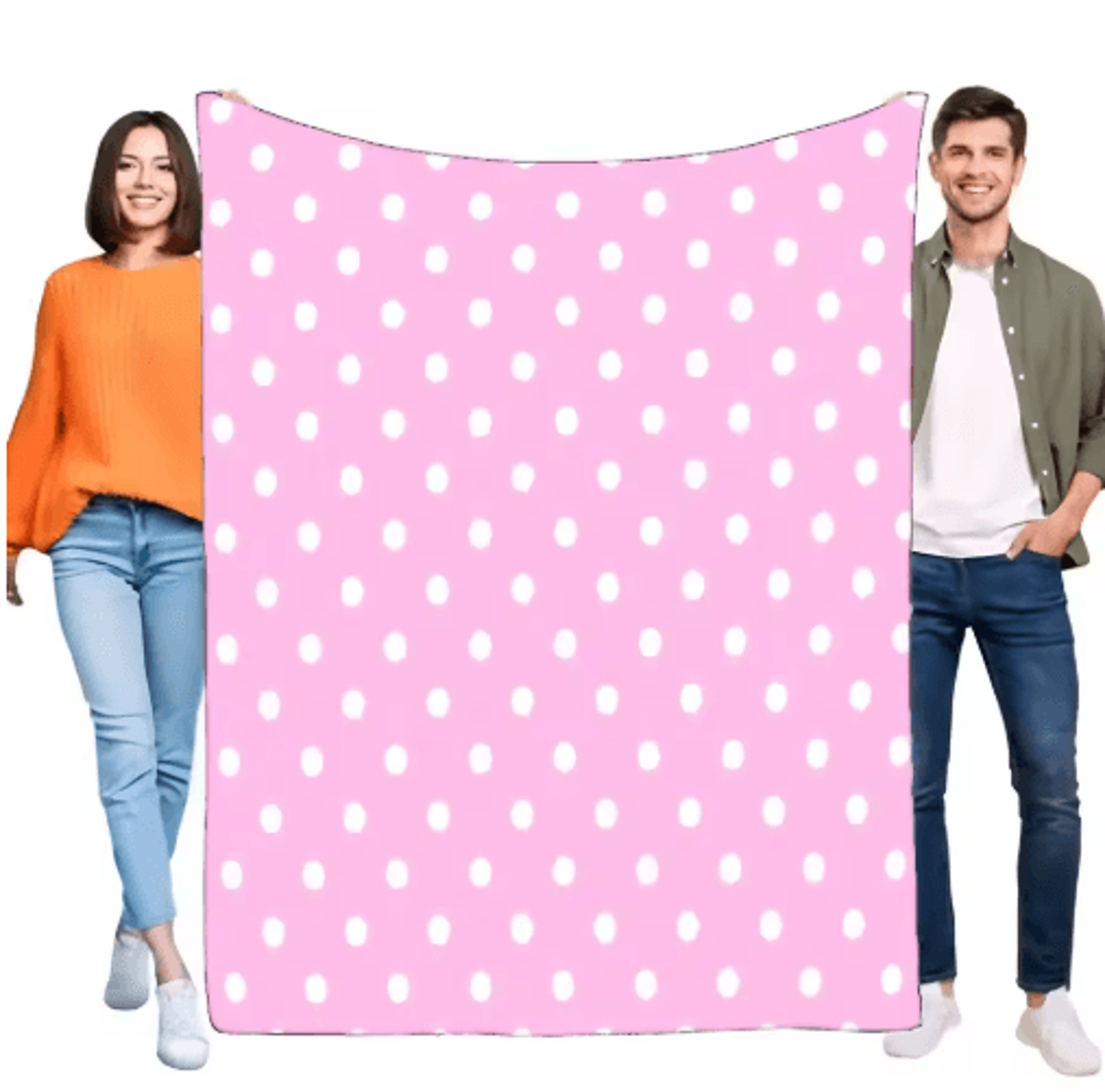 pink polka dot throw blanket – soft lightweight sofa & bed cover