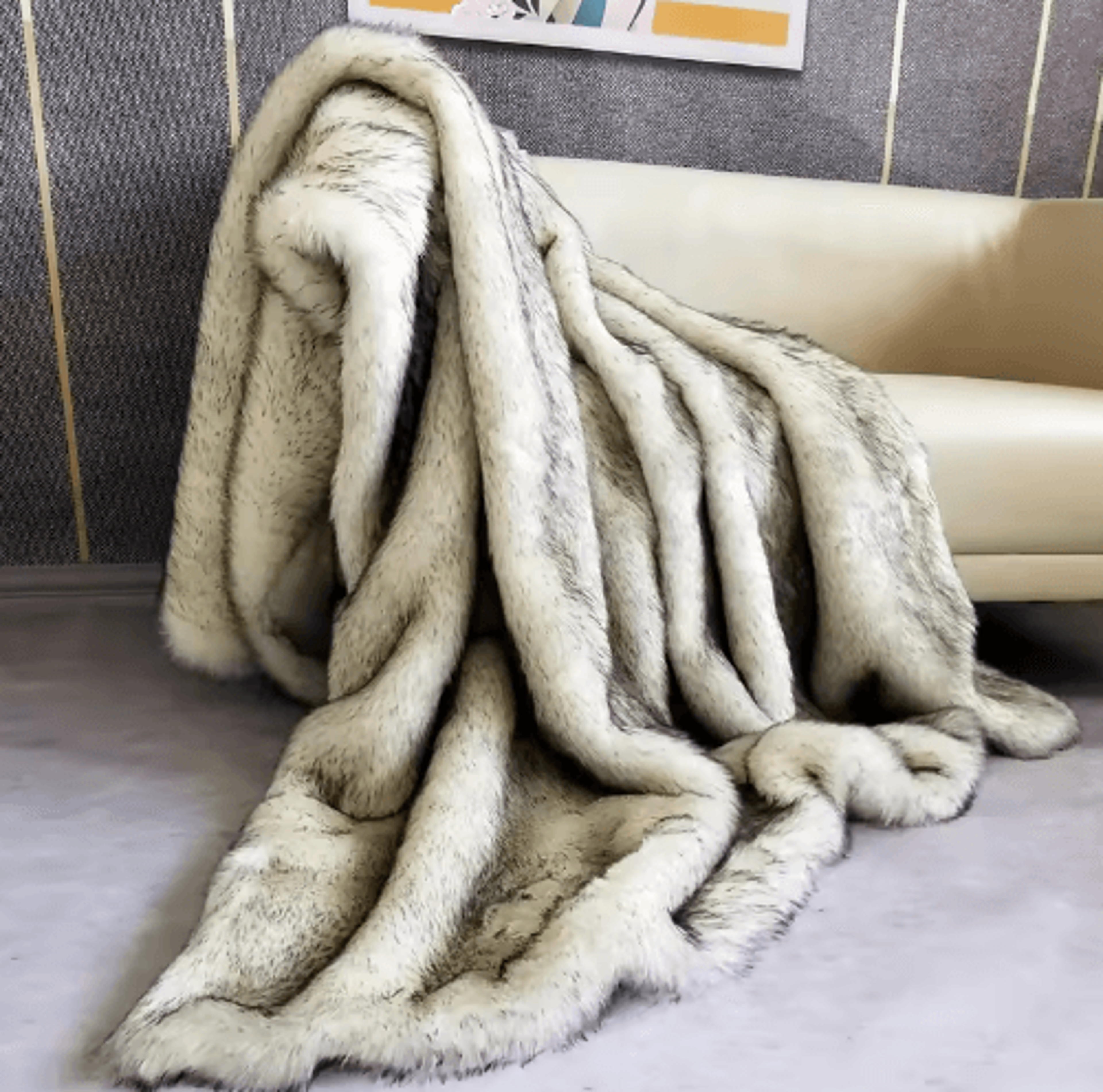 luxury faux fox fur blanket – thick fluffy plush winter sofa throw