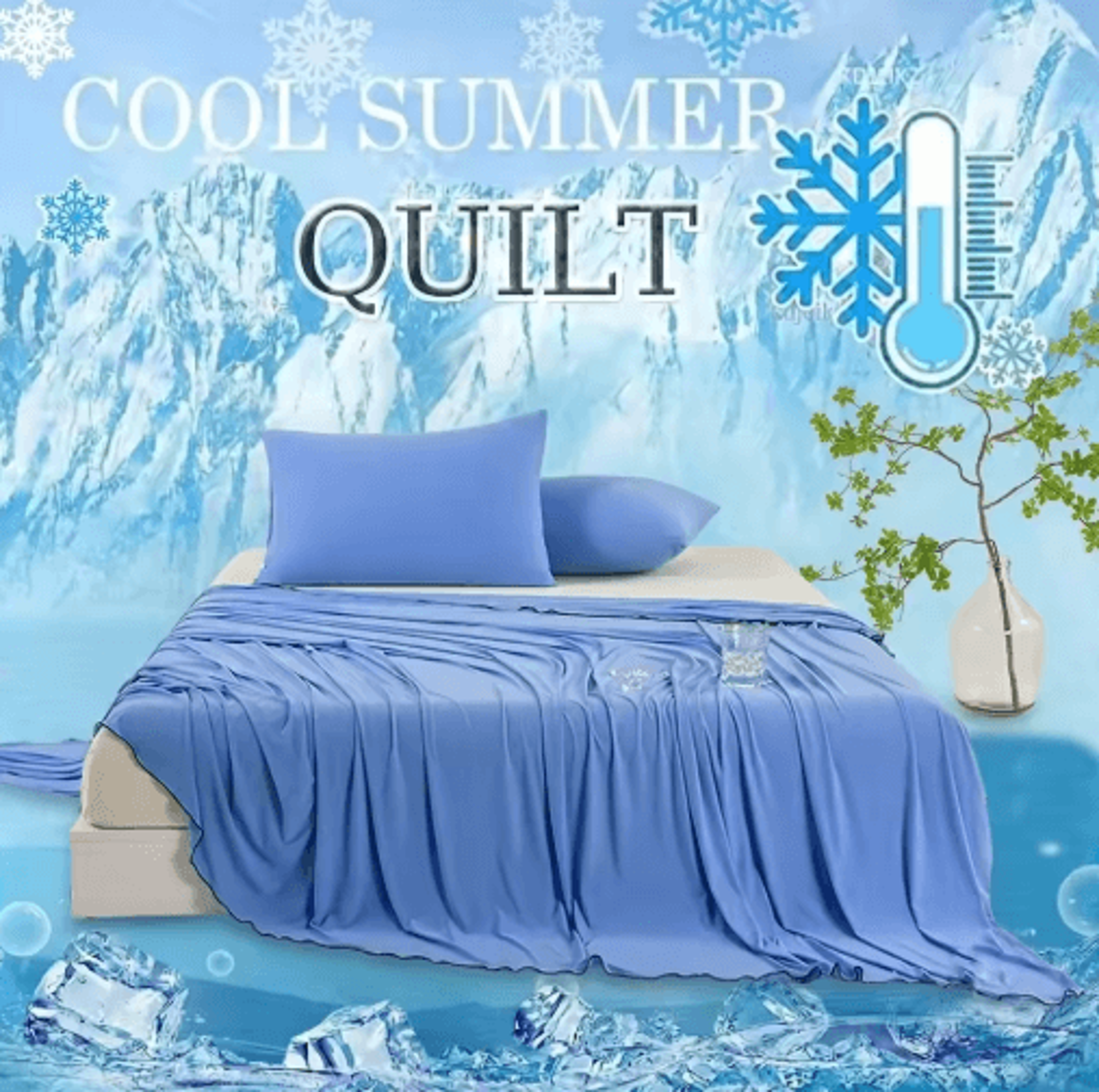 ultra-thin ice silk cooling blanket – silky breathable summer bed quilt