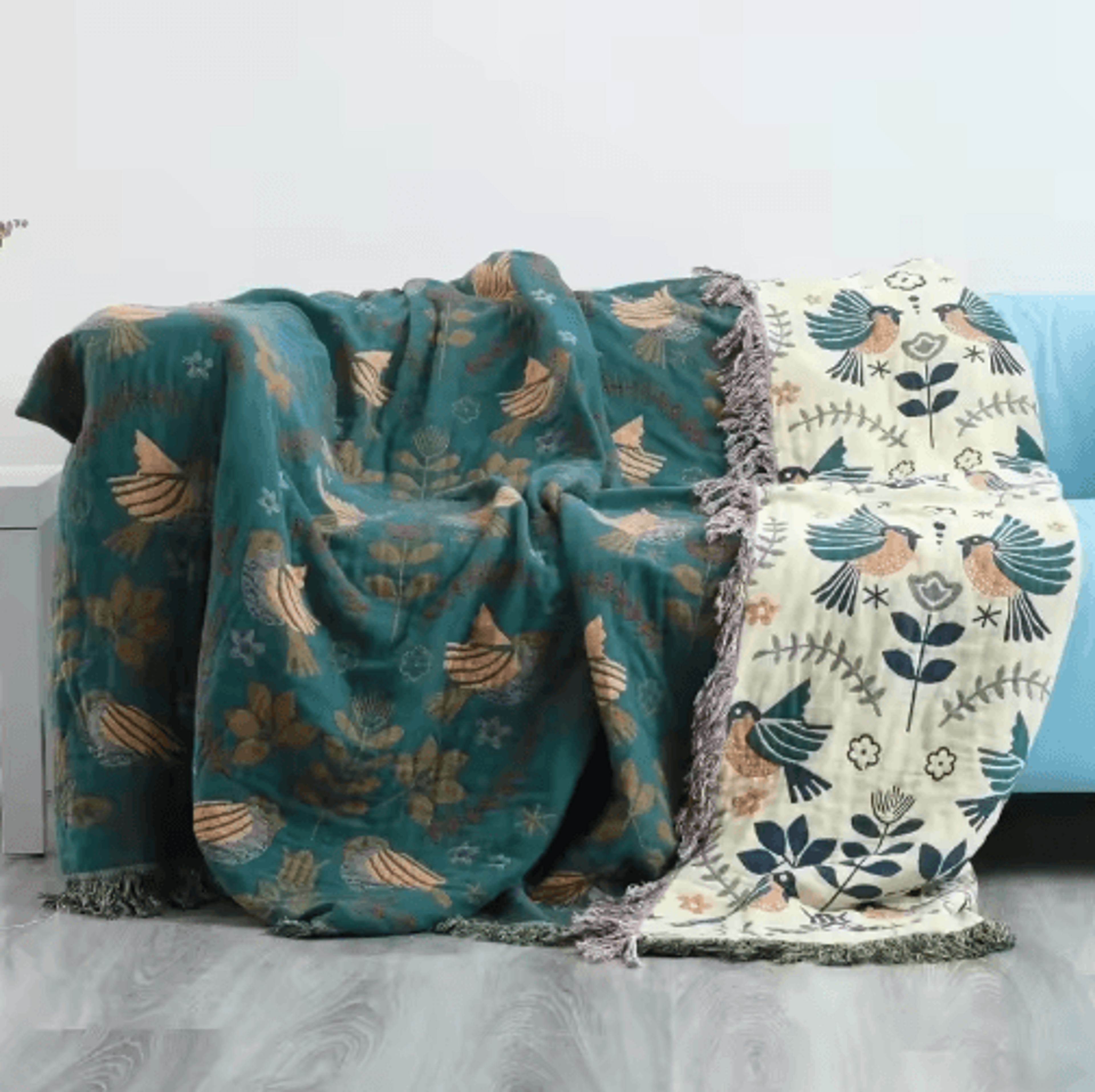 japanese cotton throw blanket – double-sided four-season sofa & bed cover