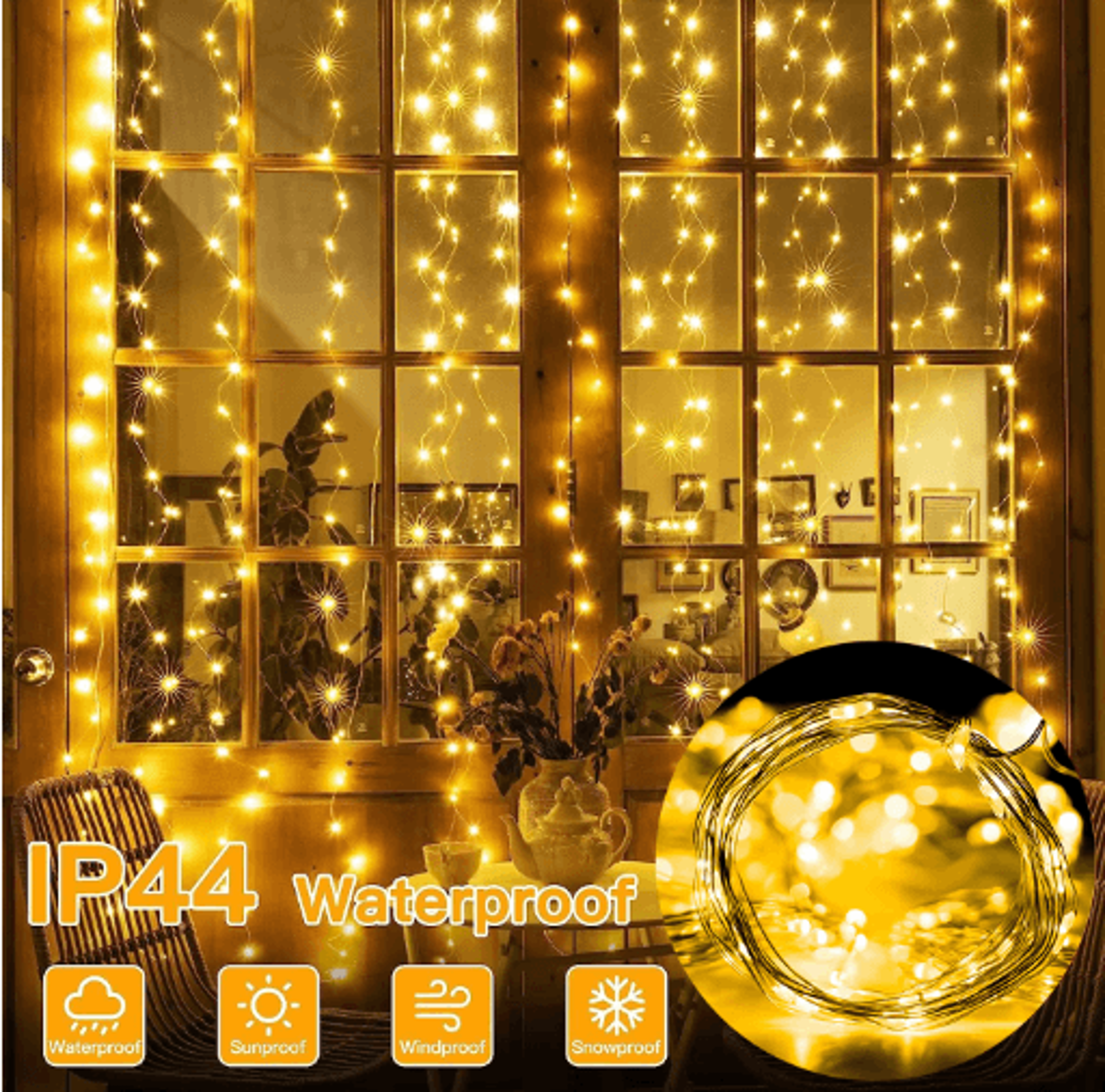 led christmas curtain lights – 8-mode usb fairy string lights with remote