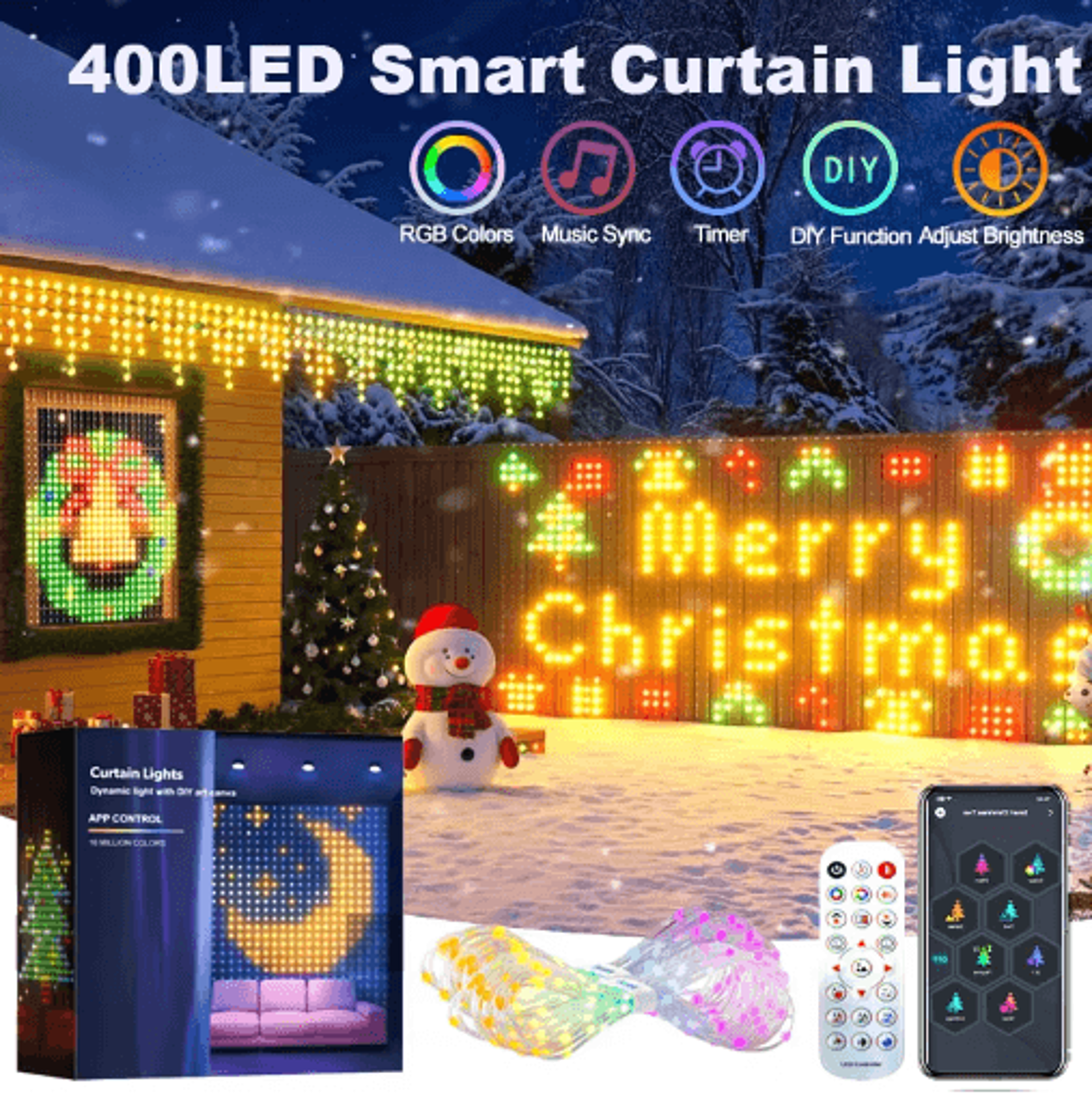 400–800 led rgb smart curtain lights – music sync app & remote party lights