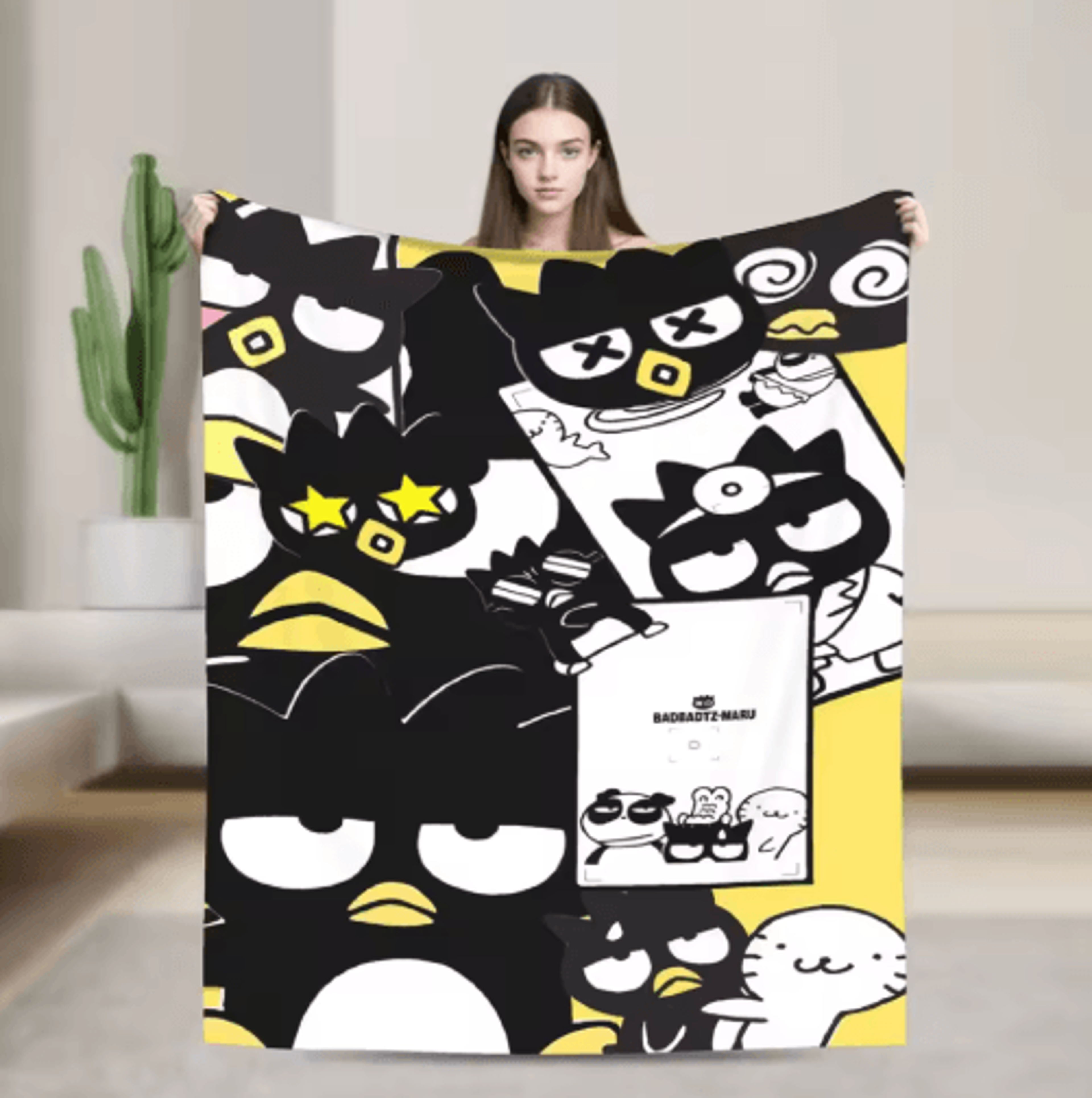 badtz maru-inspired soft throw blanket – cute couch & bed cover