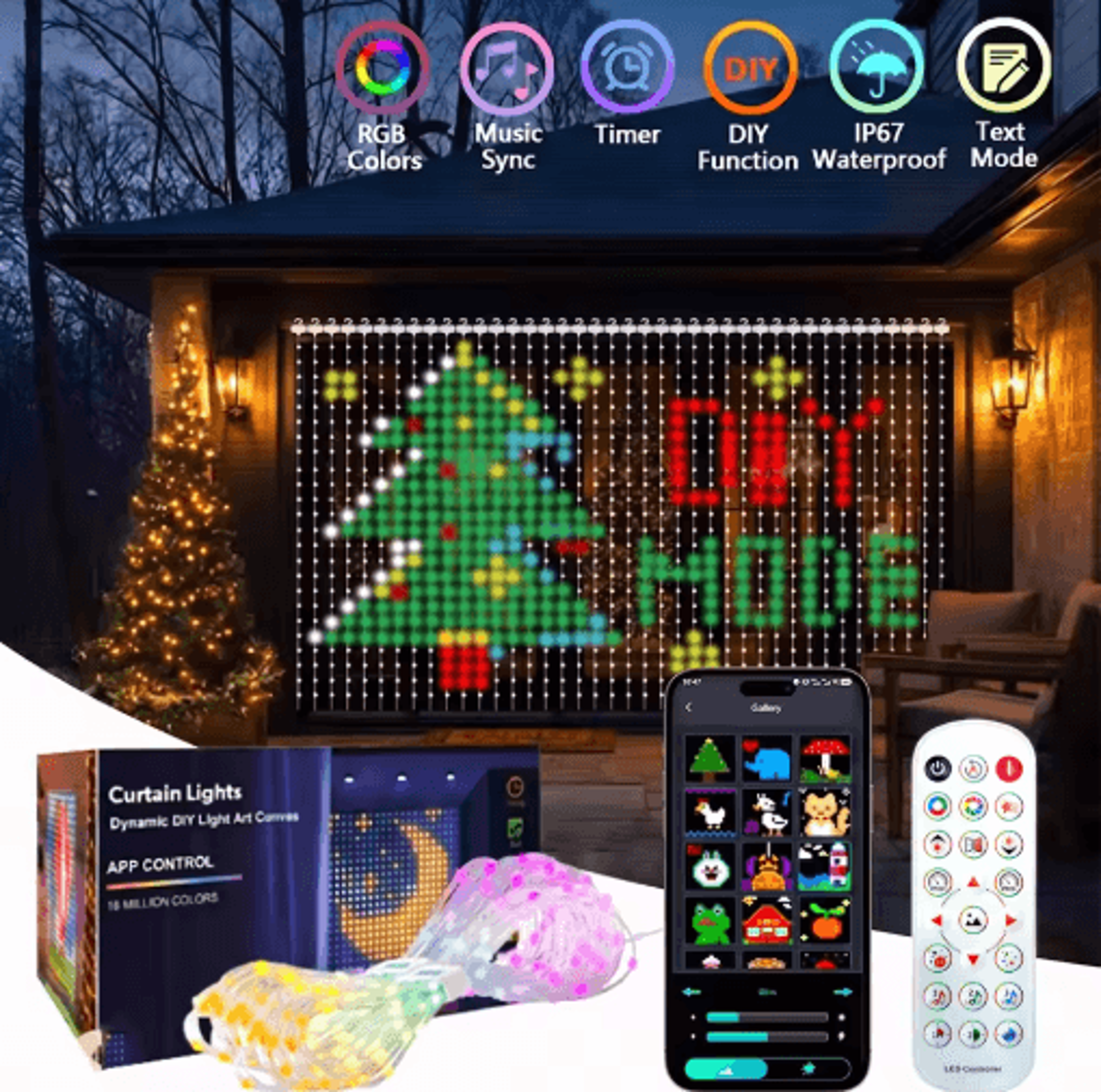 smart diy curtain lights – color changing music sync fairy lights