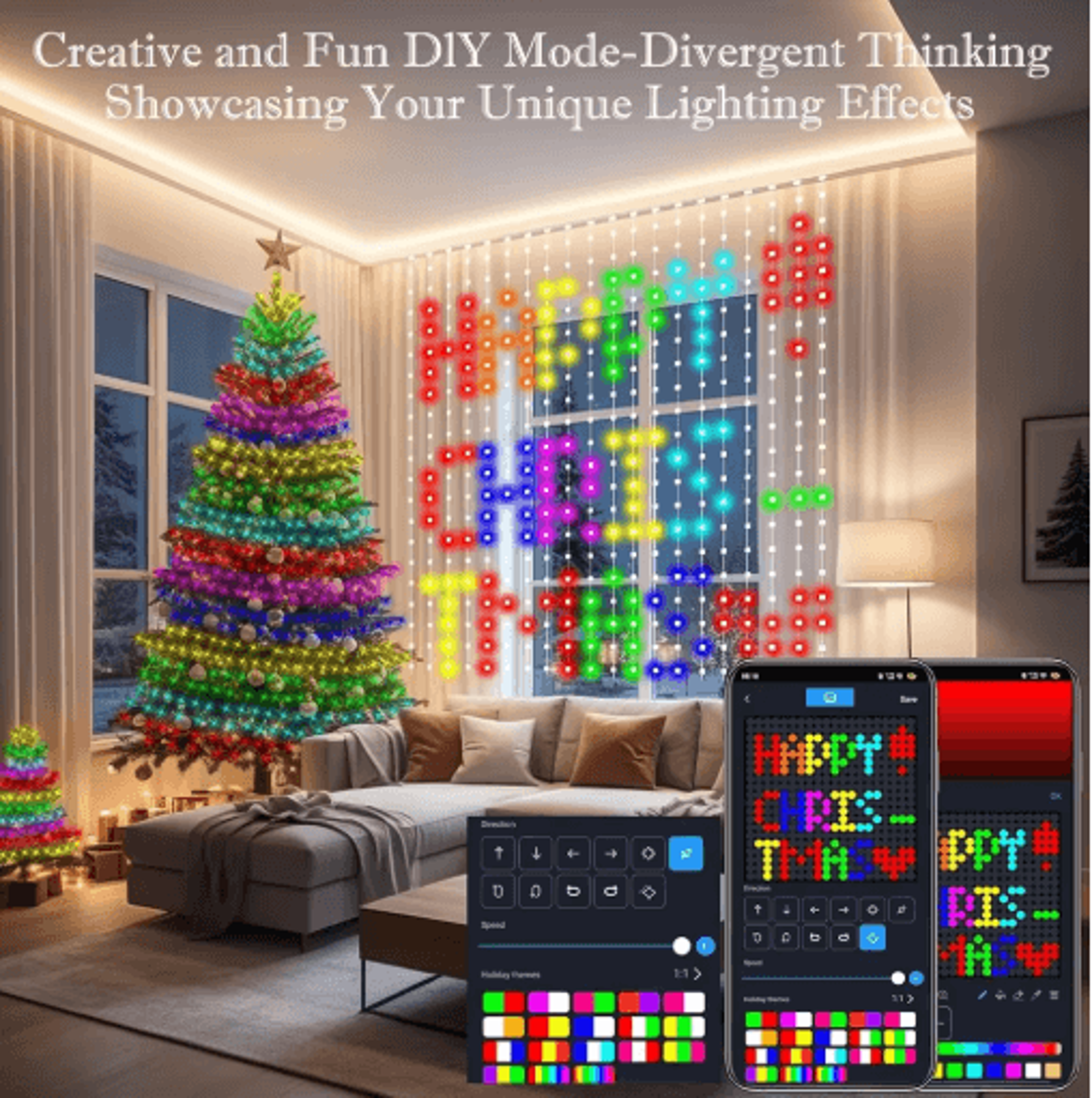 2x2m 400 led smart curtain lights – alexa, google home & app control