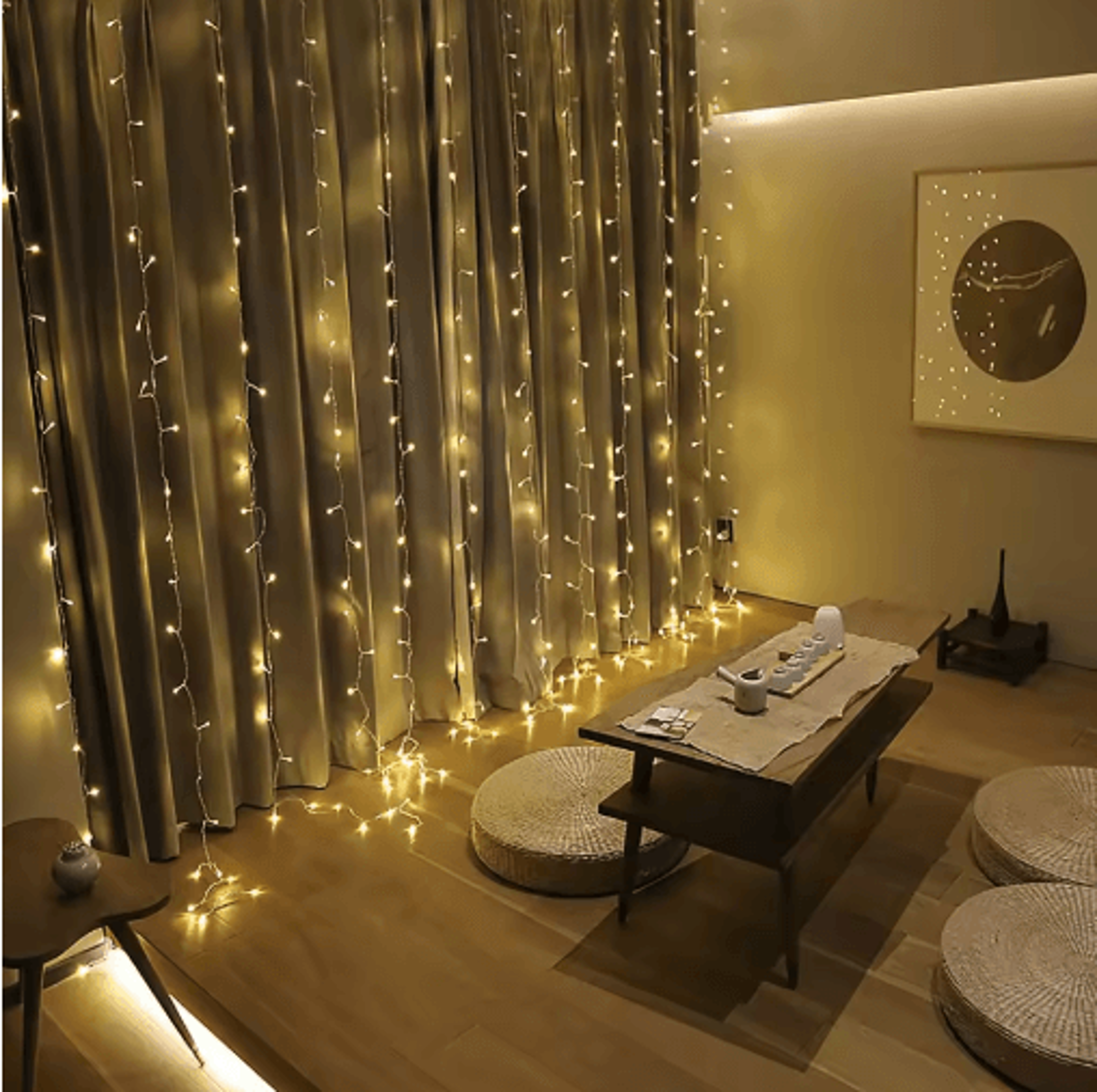 connectable led icicle curtain lights – festoon christmas & new year garland