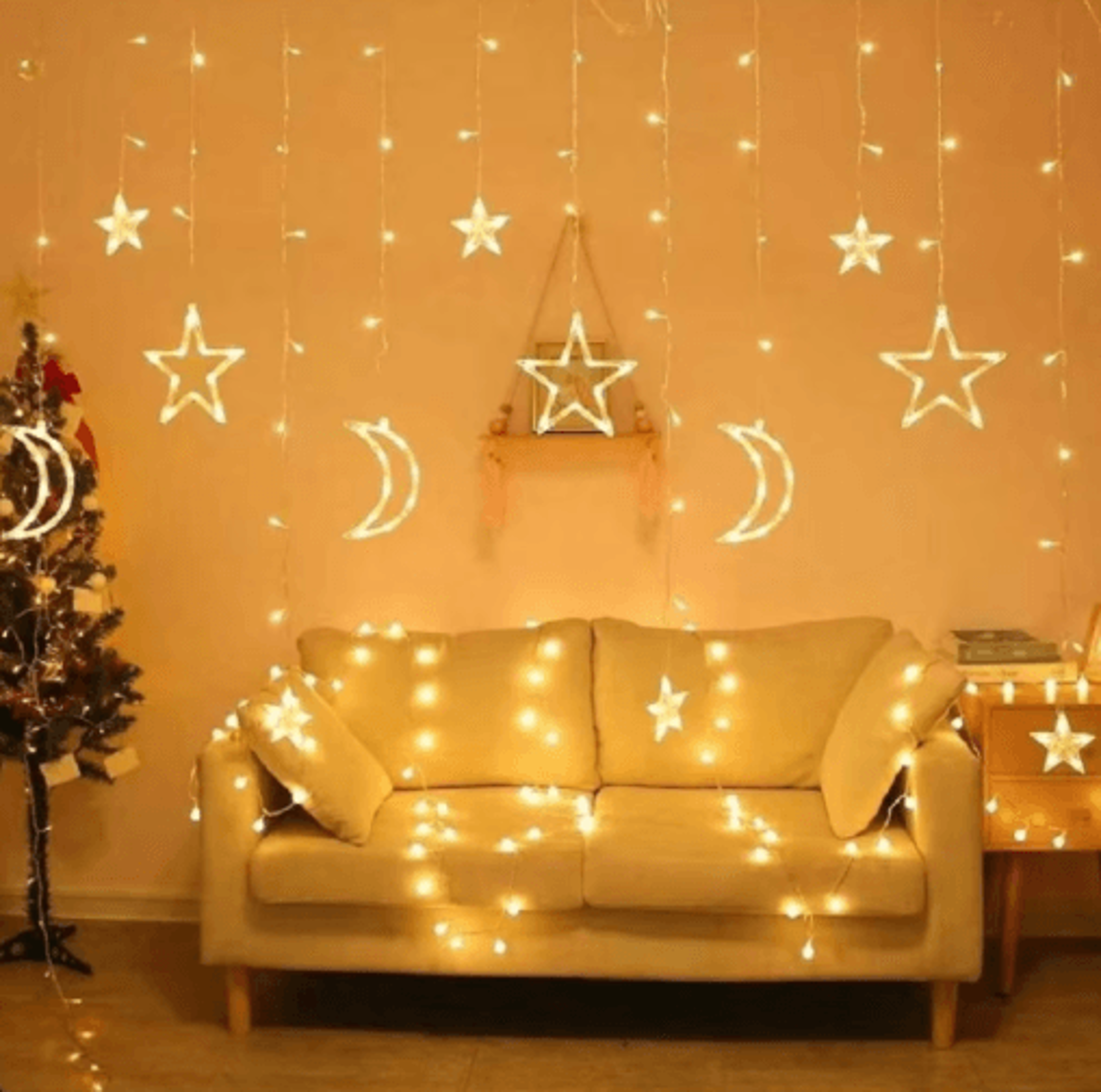 3.5m star & moon led curtain lights – 120 led ramadan room decor