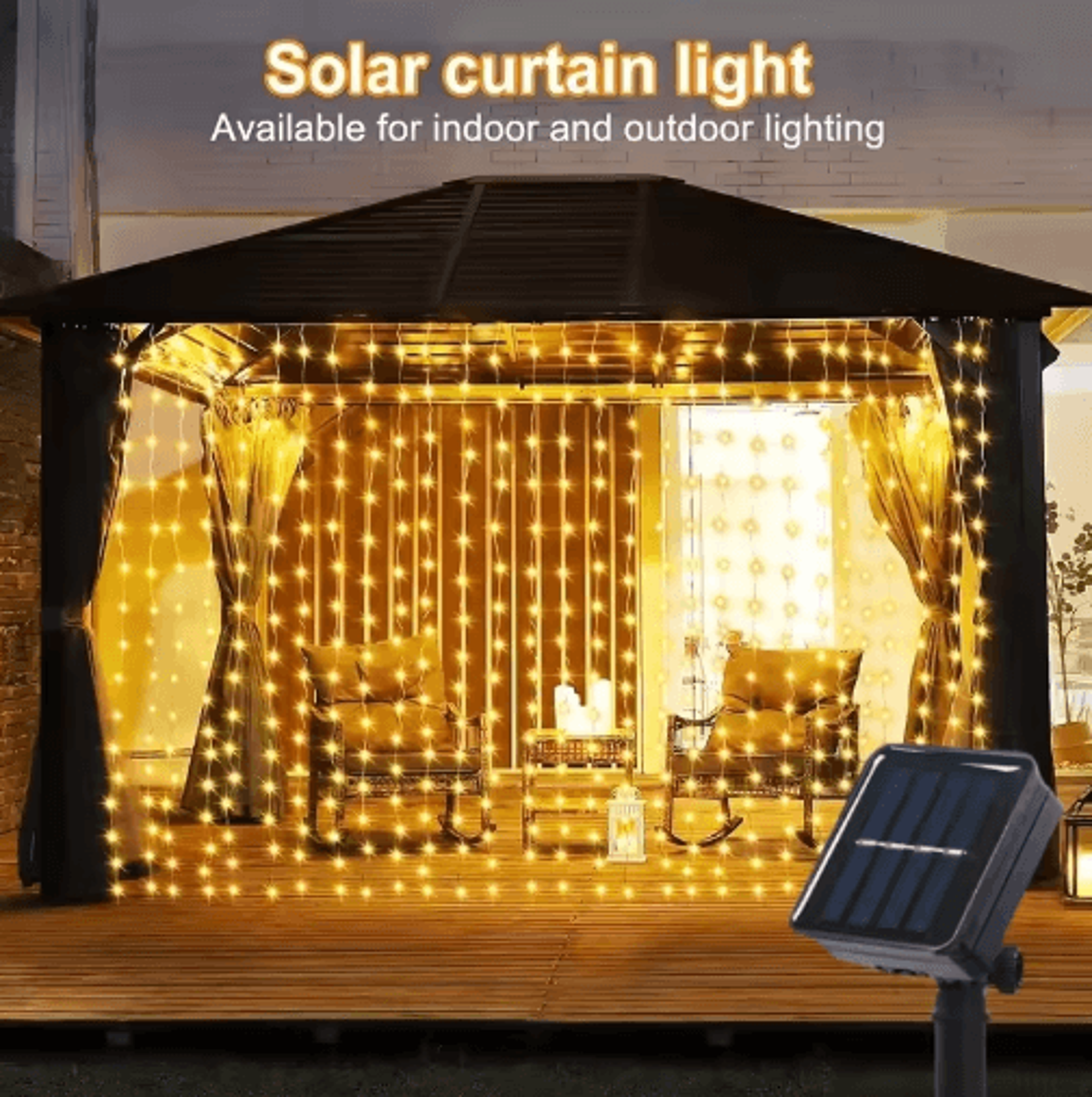 solar led curtain string lights – 8-mode indoor & outdoor fairy lights