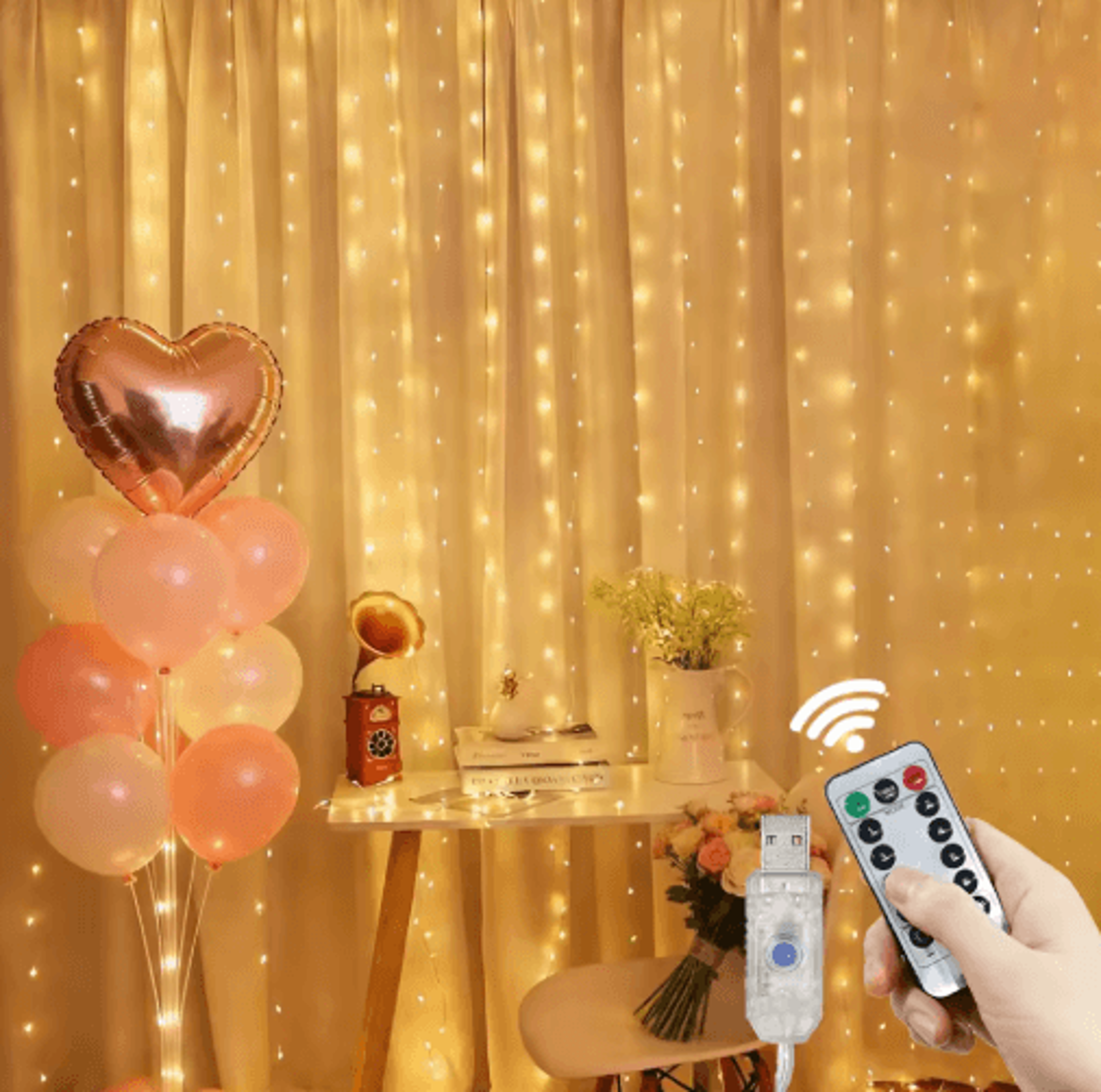 usb led curtain lights – 8-mode remote fairy garland for ramadan & eid