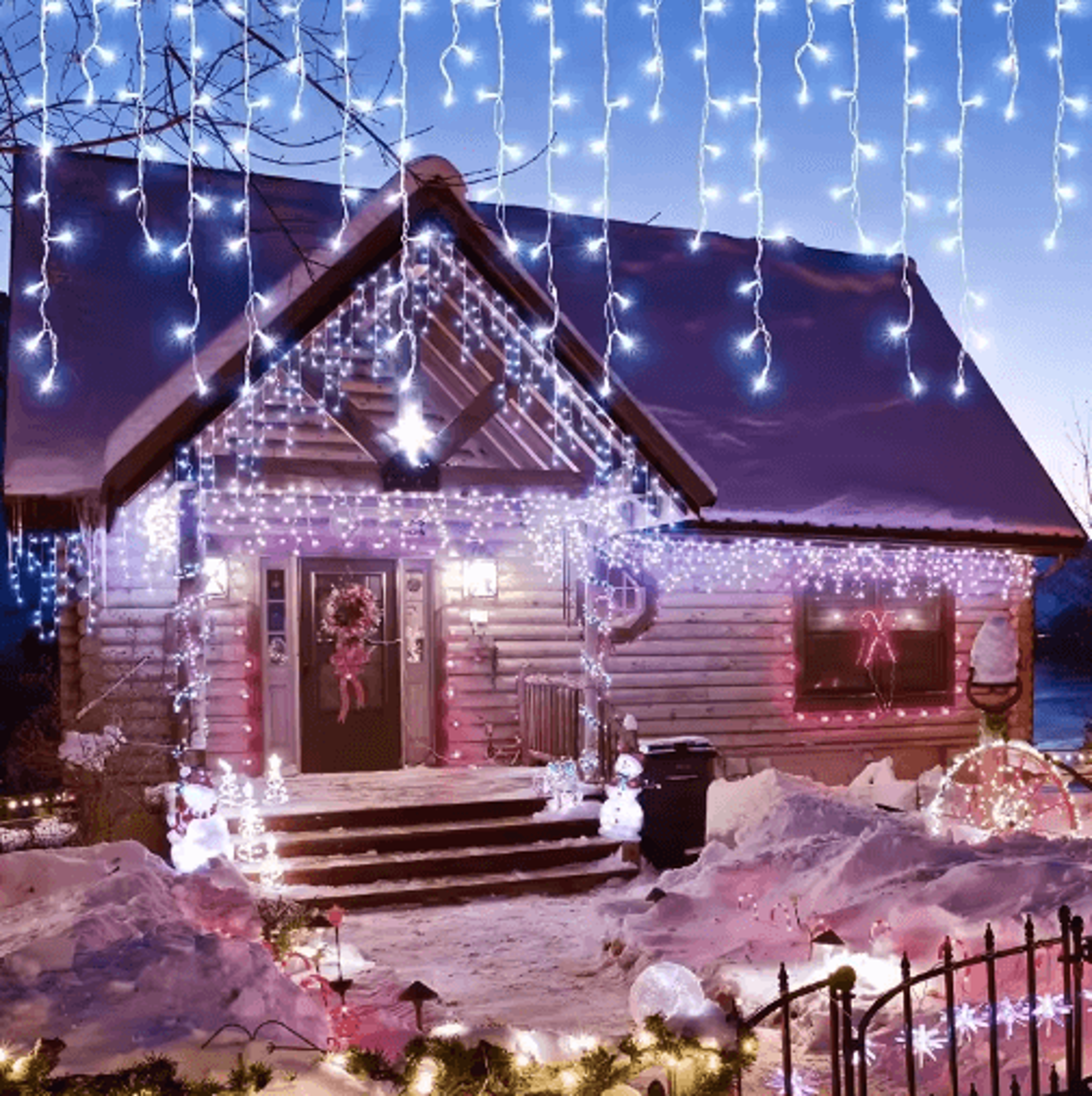 led icicle curtain lights – cascading outdoor christmas & new year decor