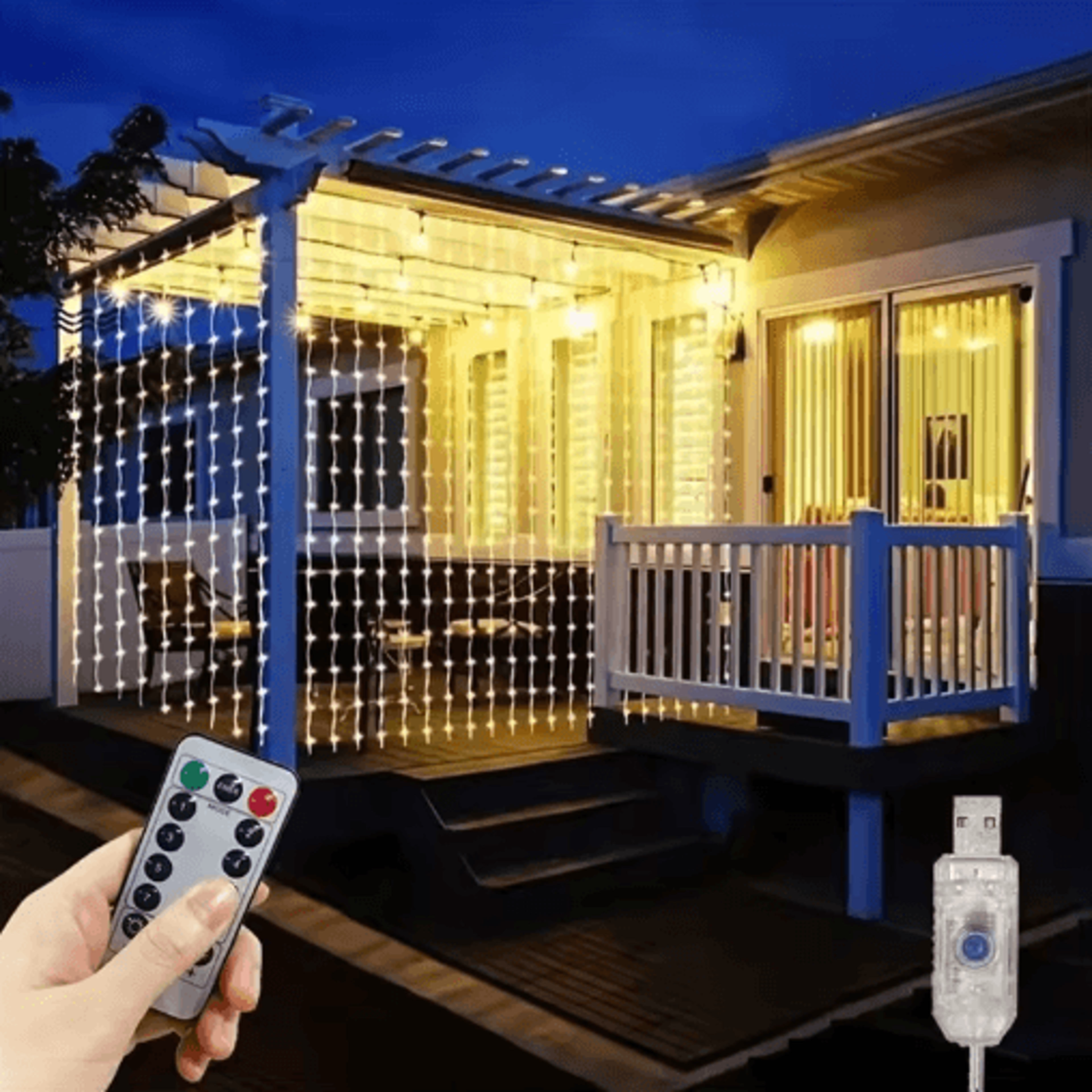 6x3m usb led curtain lights – 8-mode remote fairy garland