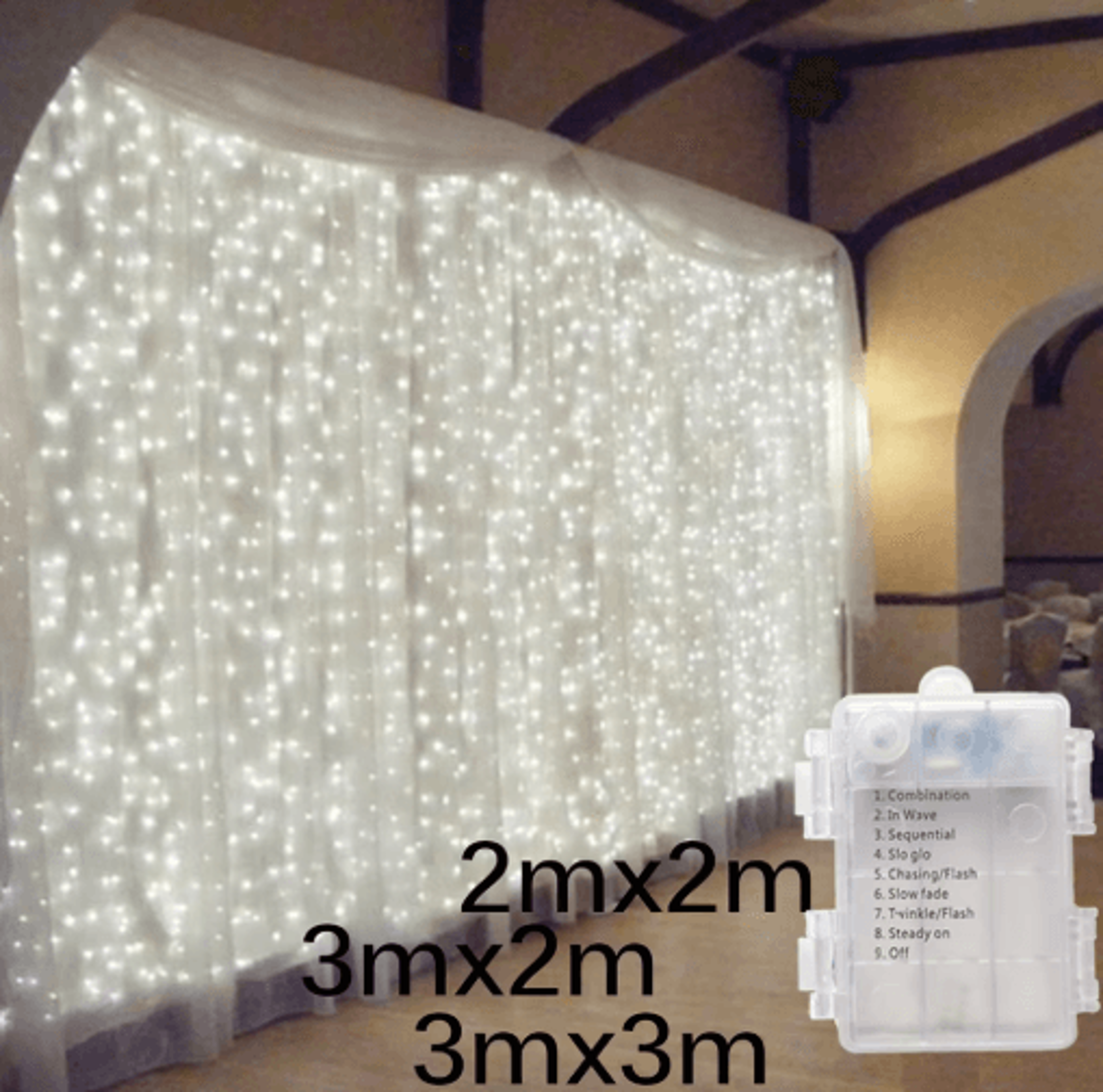 battery-powered led icicle curtain lights – christmas fairy garland