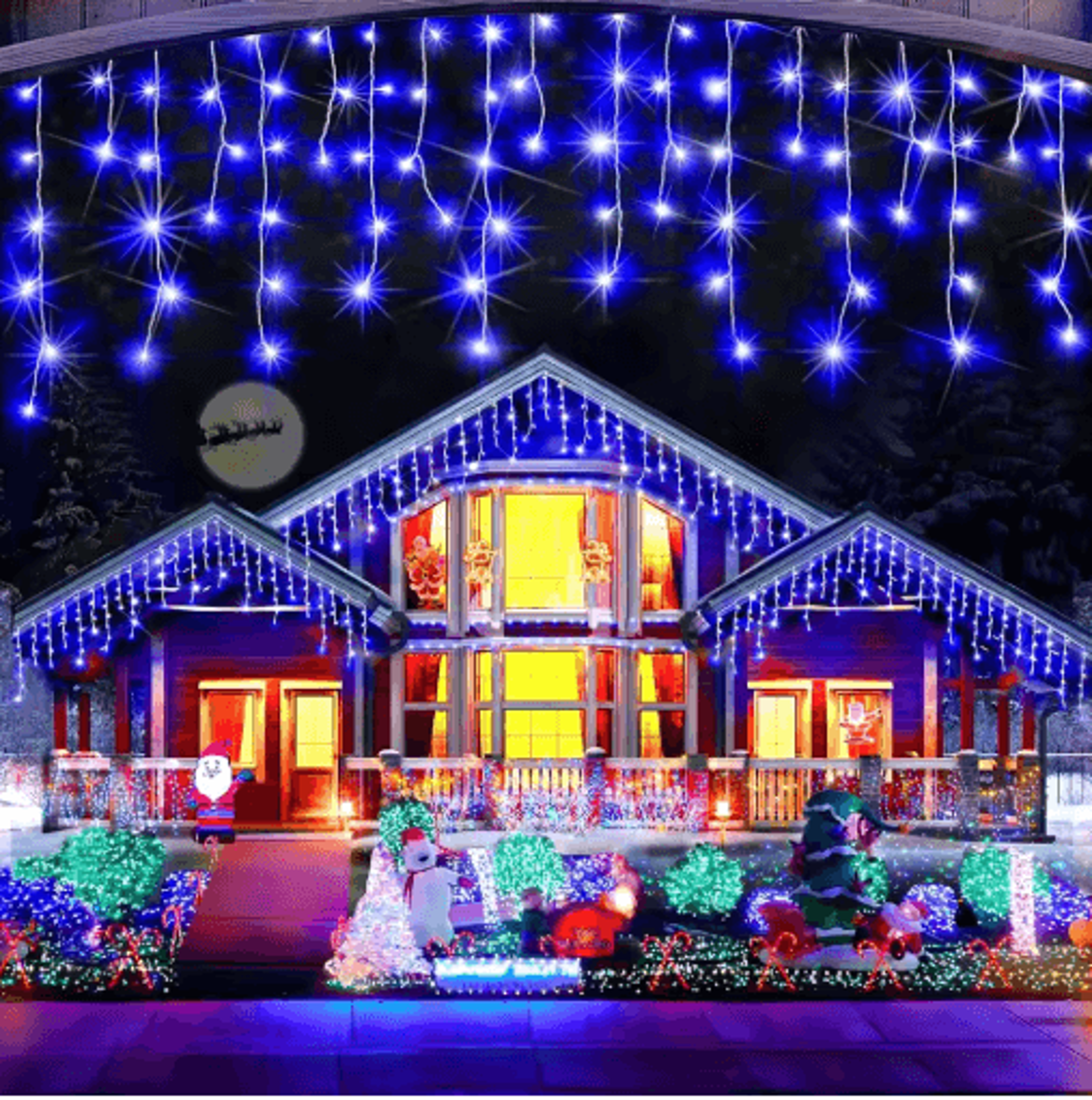 20m outdoor led icicle curtain lights – christmas & new year garland