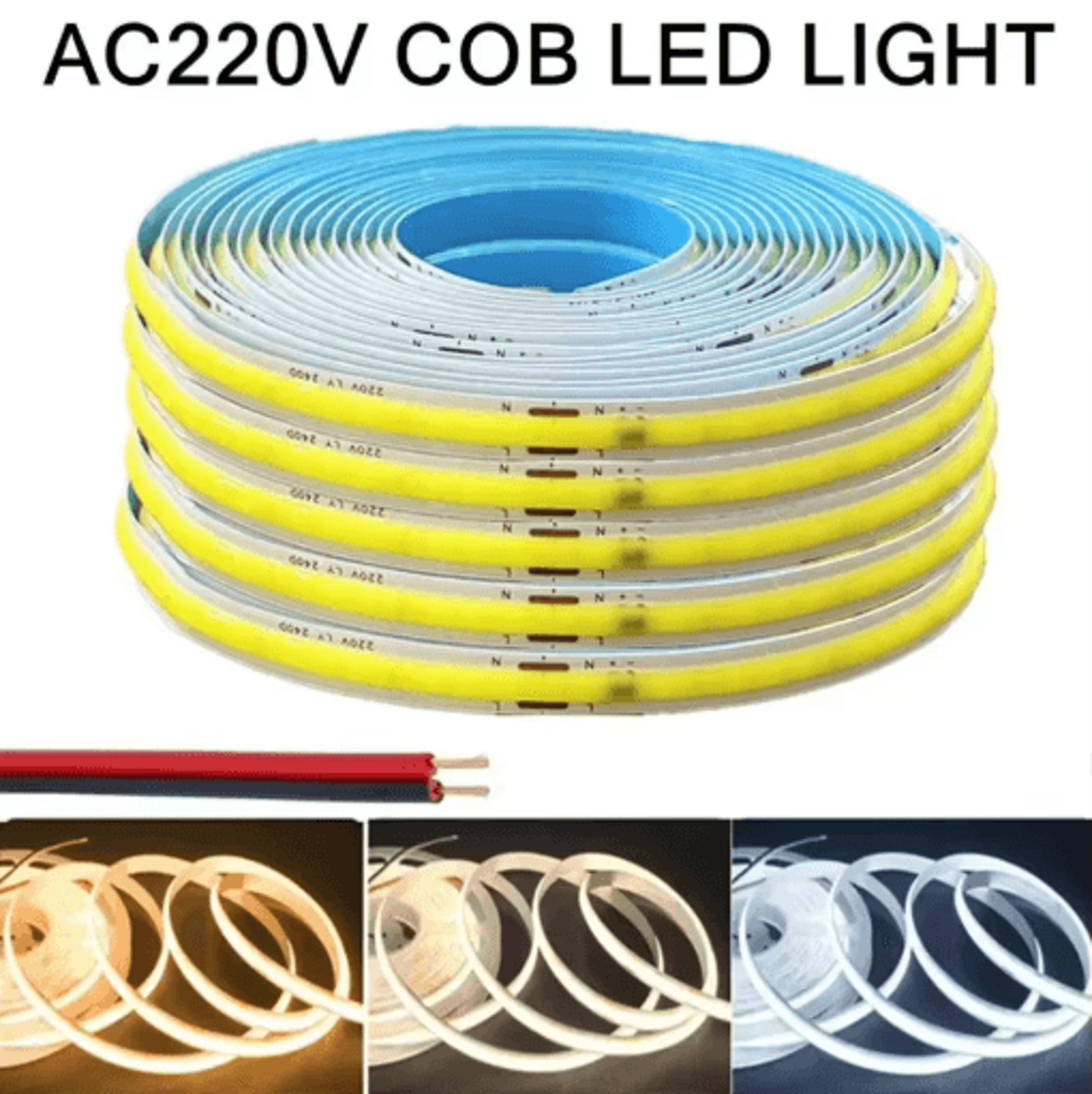 1–5m cob led strip lights – 220v high-brightness warm white linear lighting