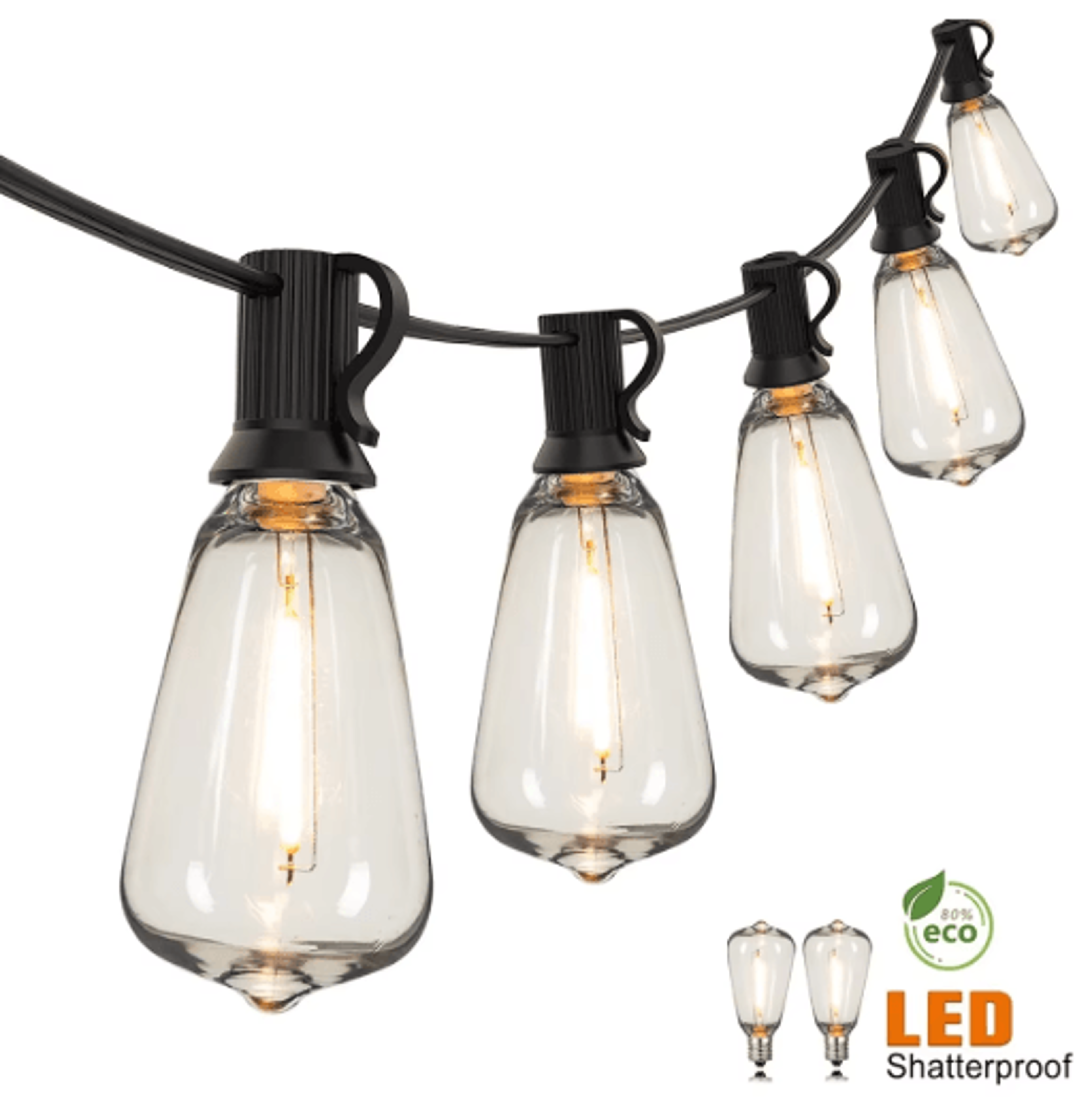 st38 outdoor string lights – connectable dimmable shatterproof led garland