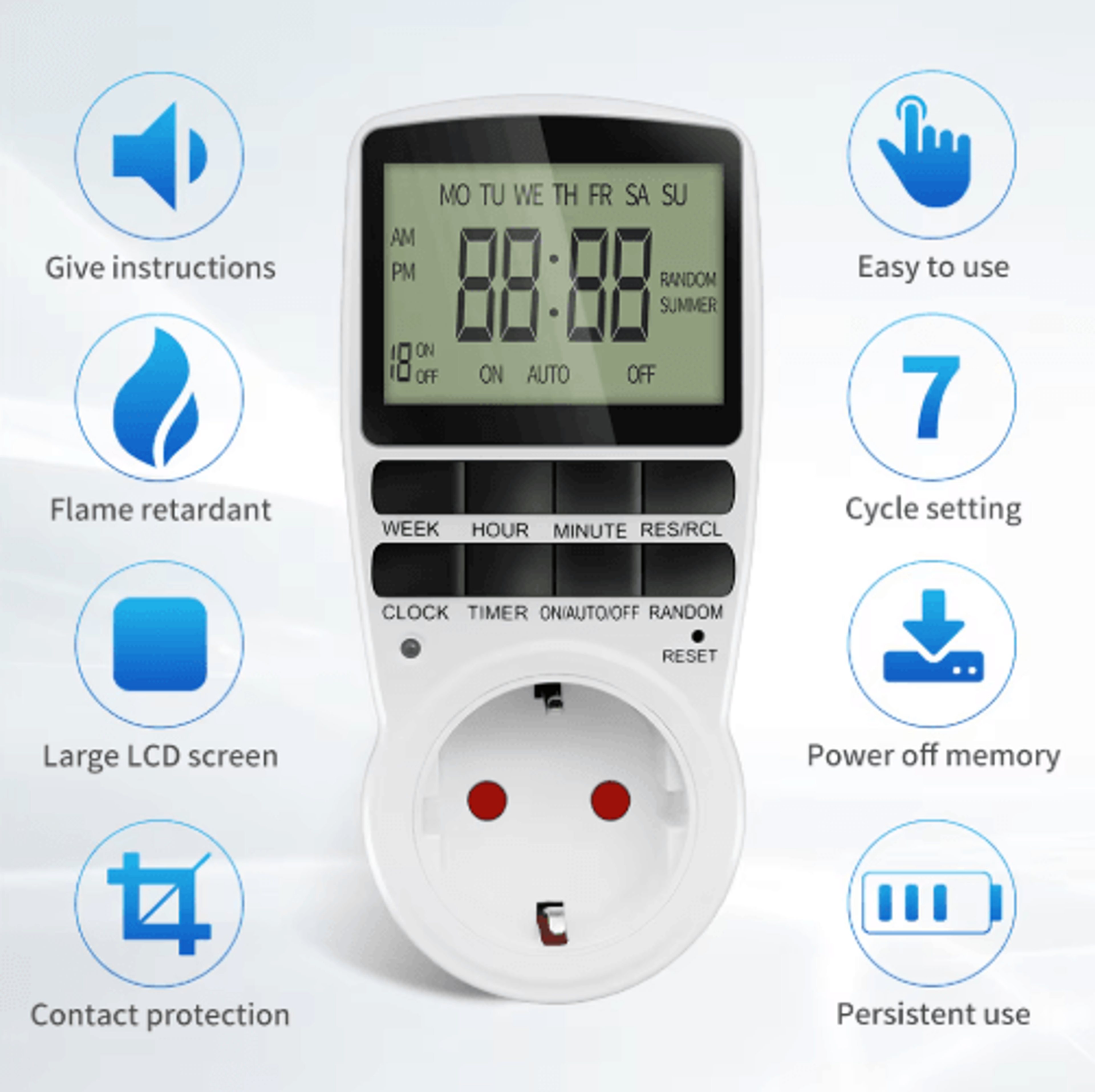 230v digital timer switch – 7-day programmable electronic socket