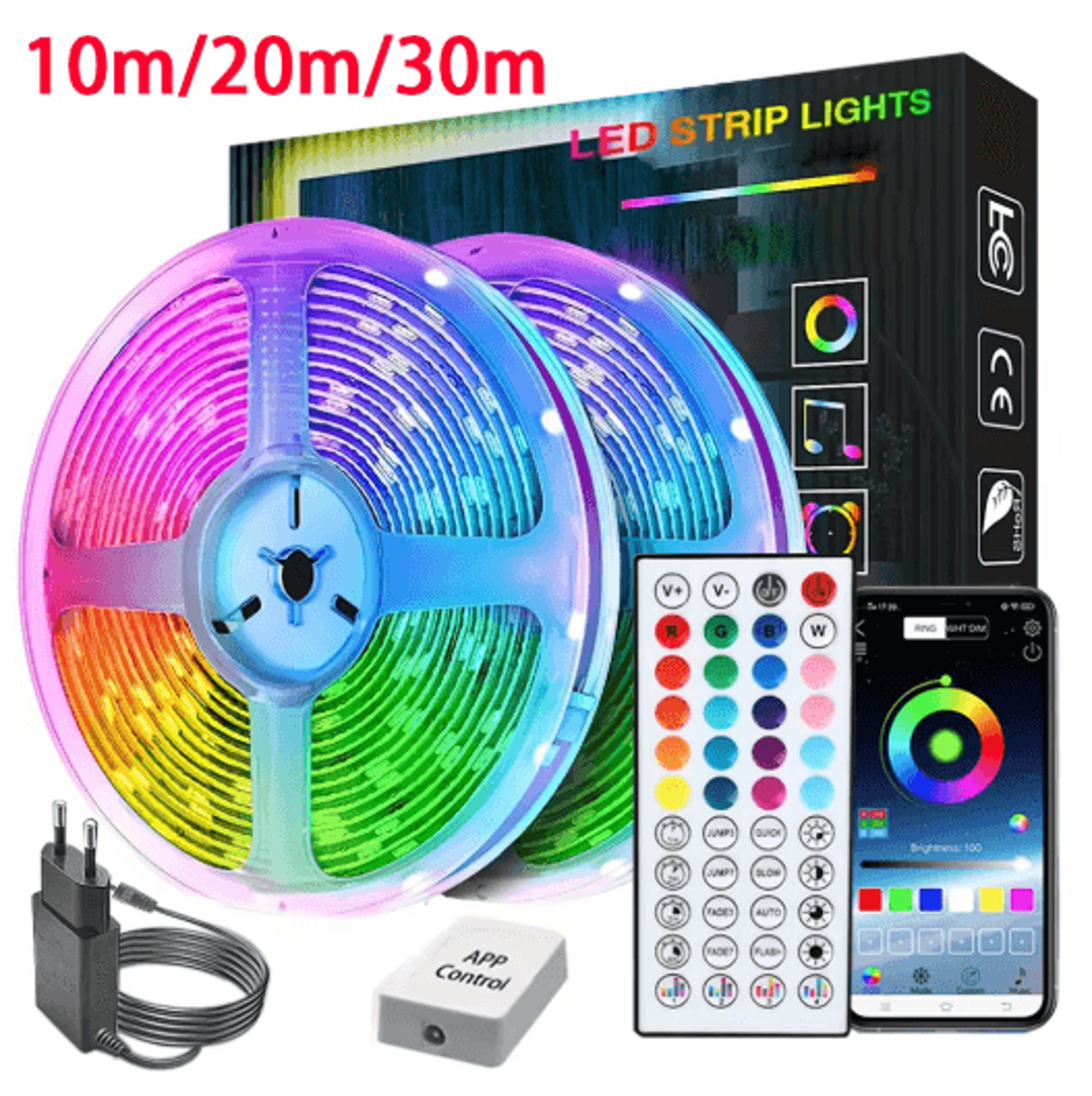 10m–30m rgb led strip lights – music sync flexible room & tv backlighting