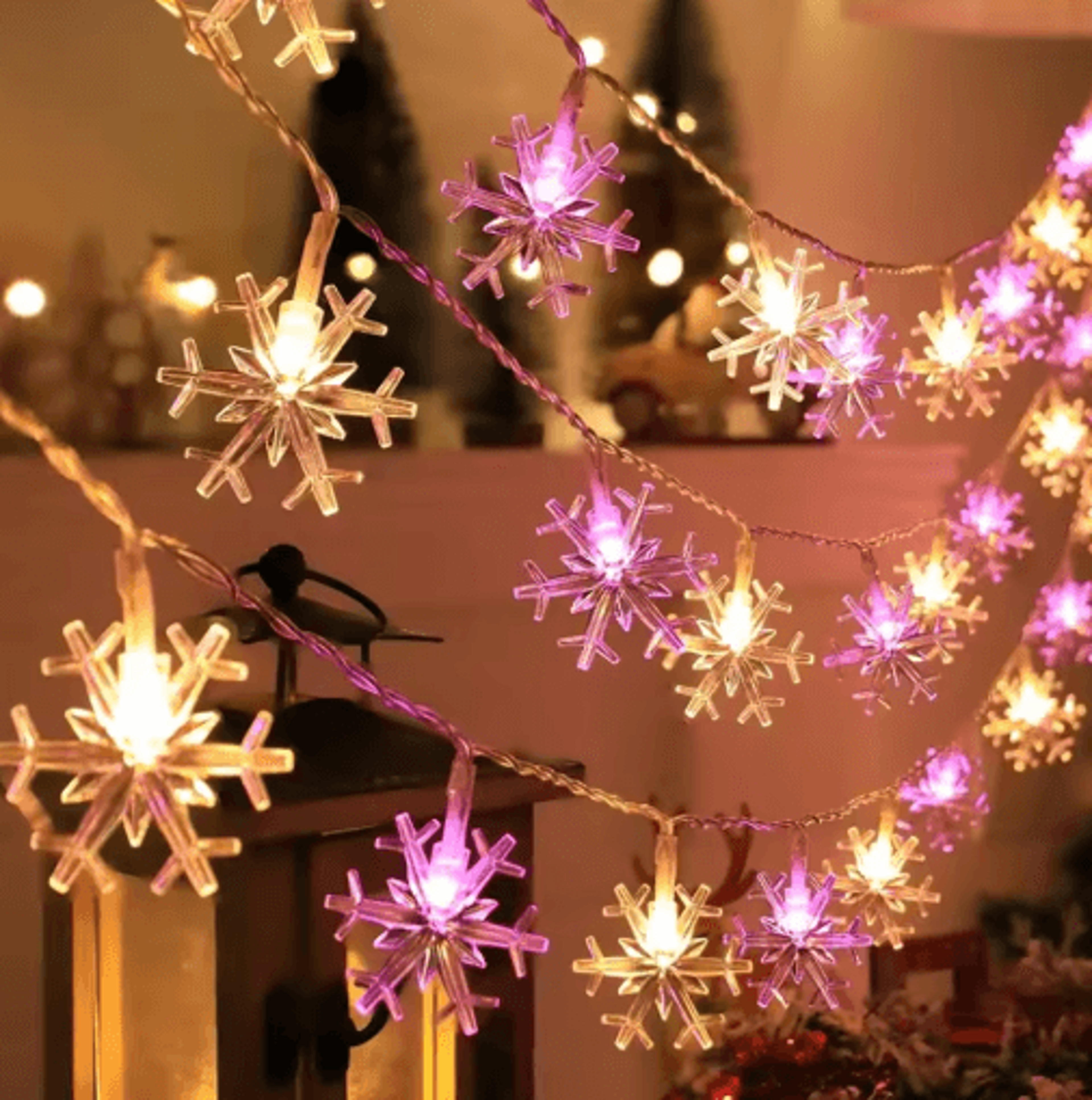 led snowflake string lights – christmas fairy hanging decor
