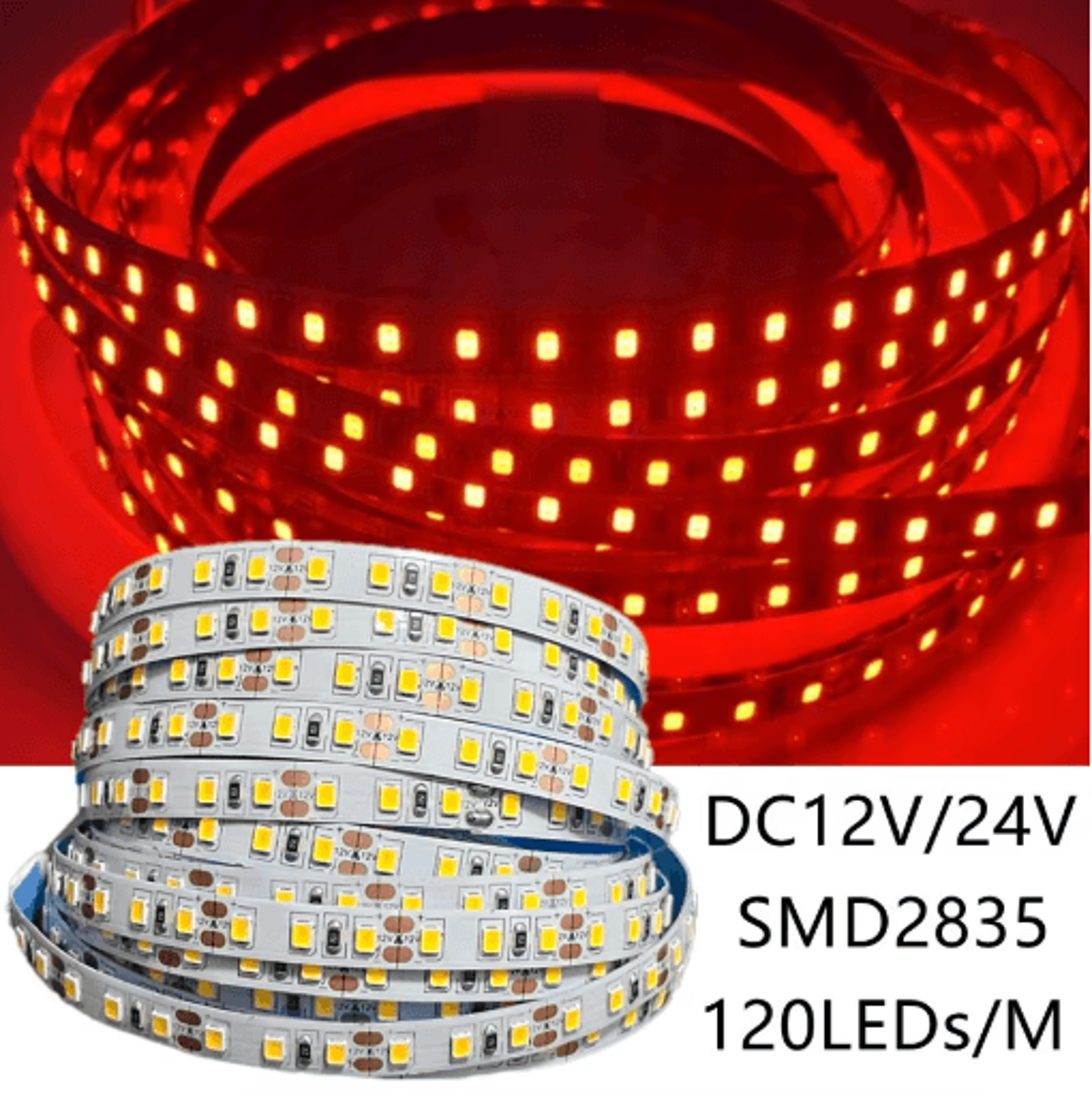 120 leds/m 2835 led strip lights – flexible & cuttable 12v/24v decor lighting