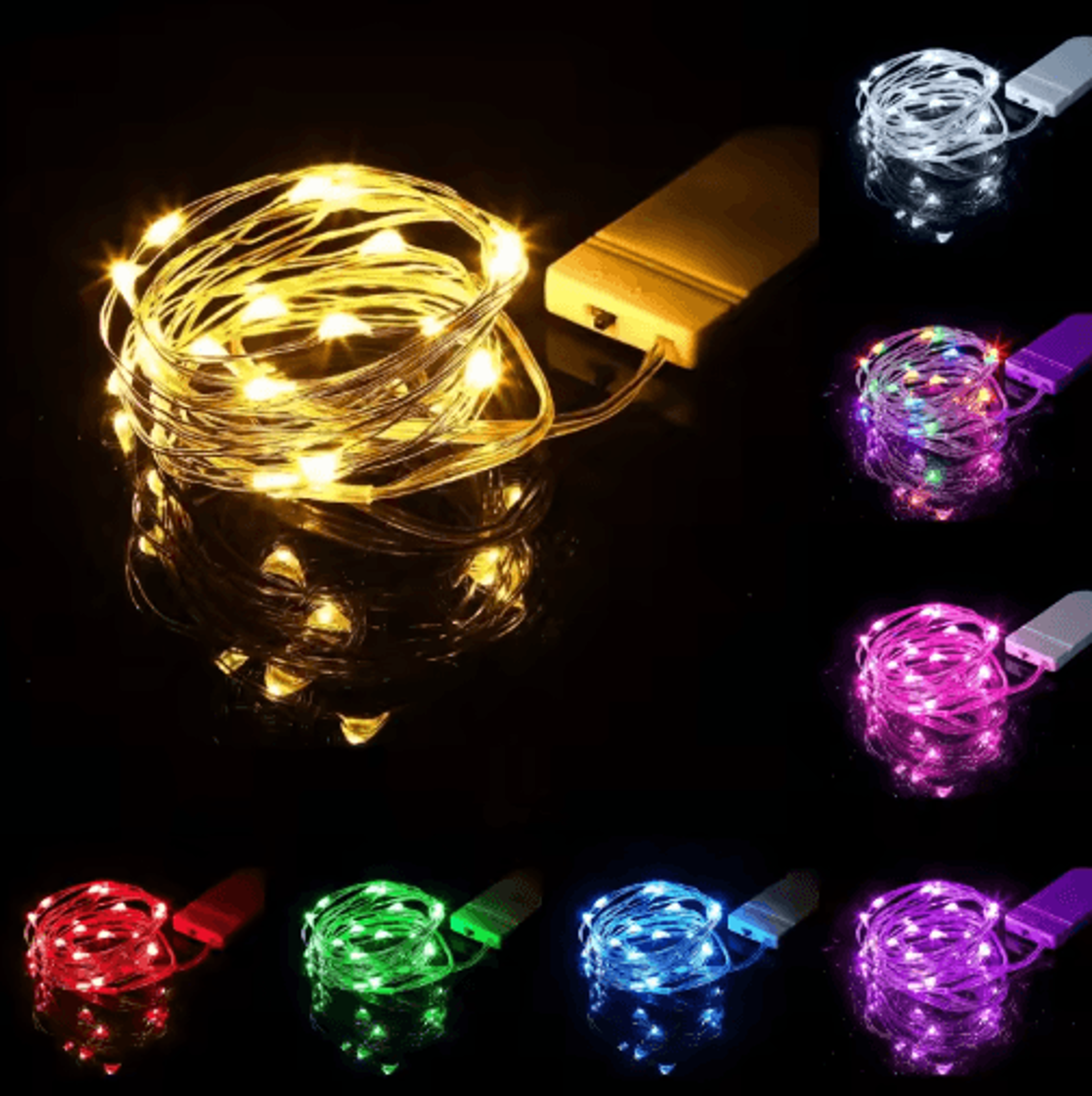battery-operated led fairy lights – waterproof silver wire firefly string lights