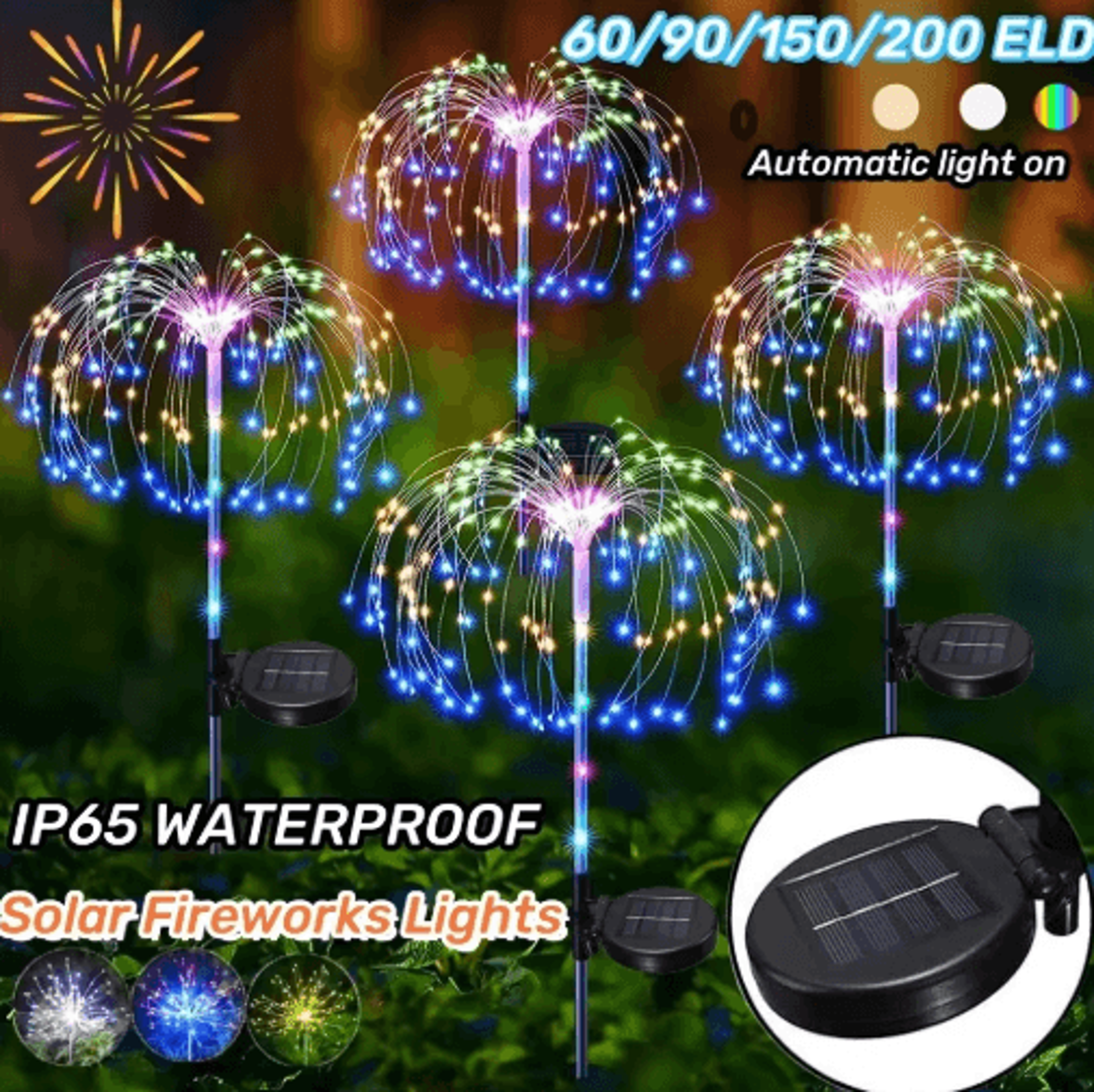 90 led solar flower lights – 8-mode diy starburst garden fairy lights