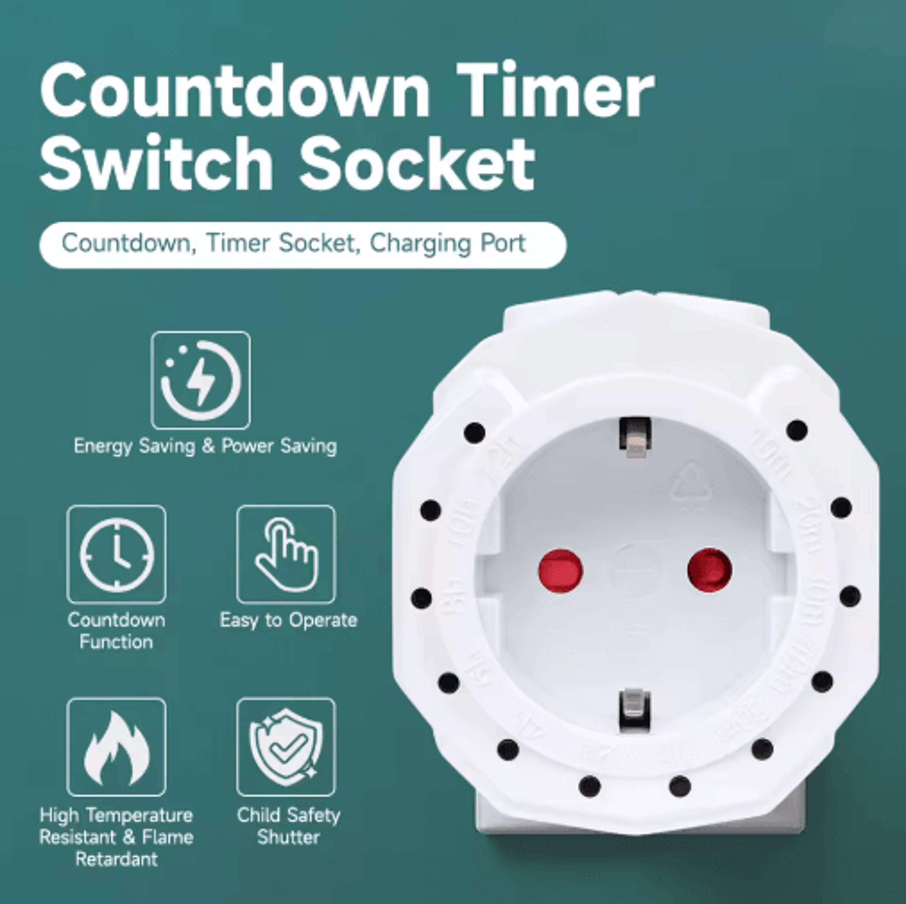12-hour countdown timer socket – 220v eu plug smart timing outlet