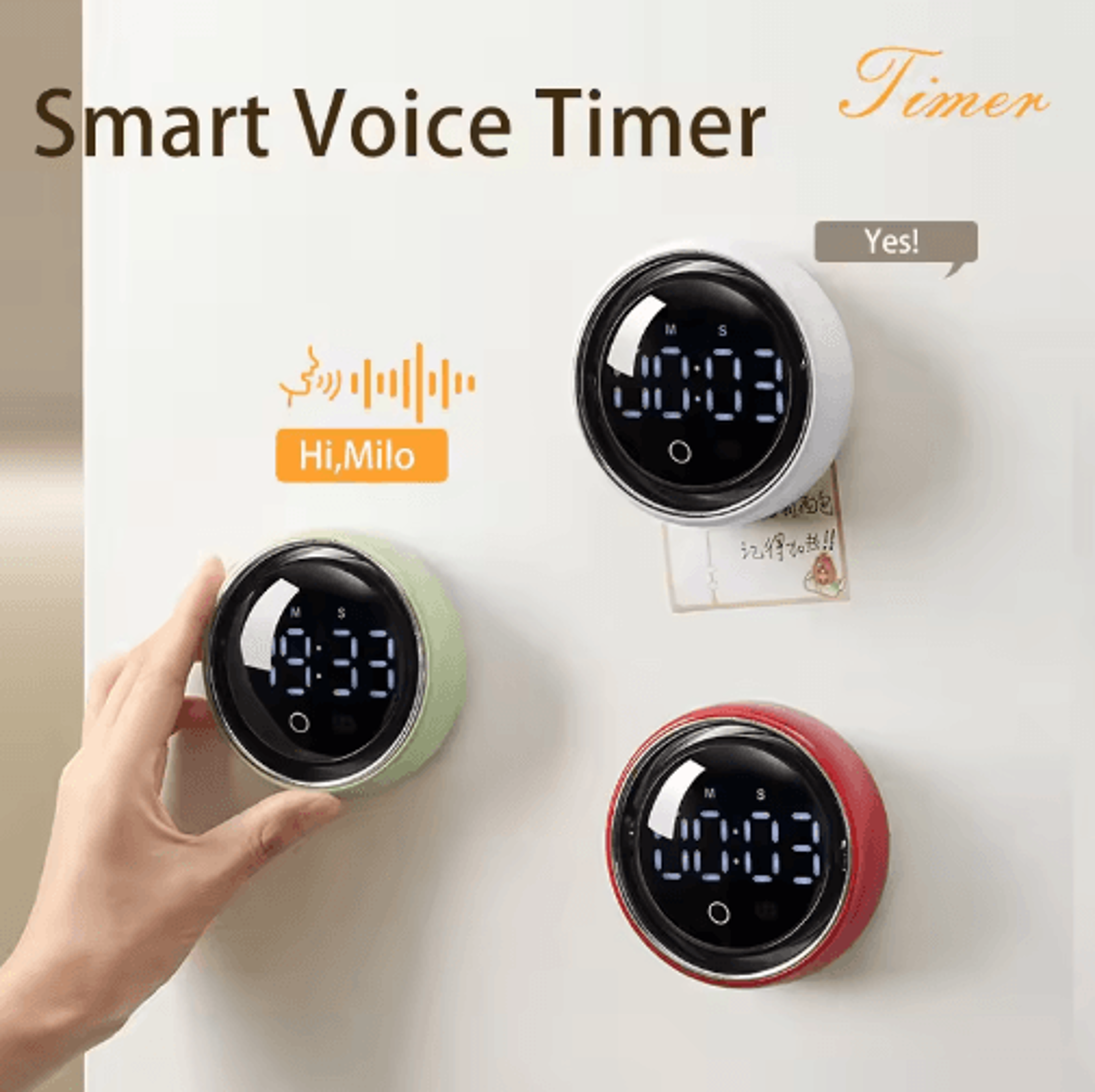 smart magnetic rotary timer – voice control rechargeable digital countdown timer