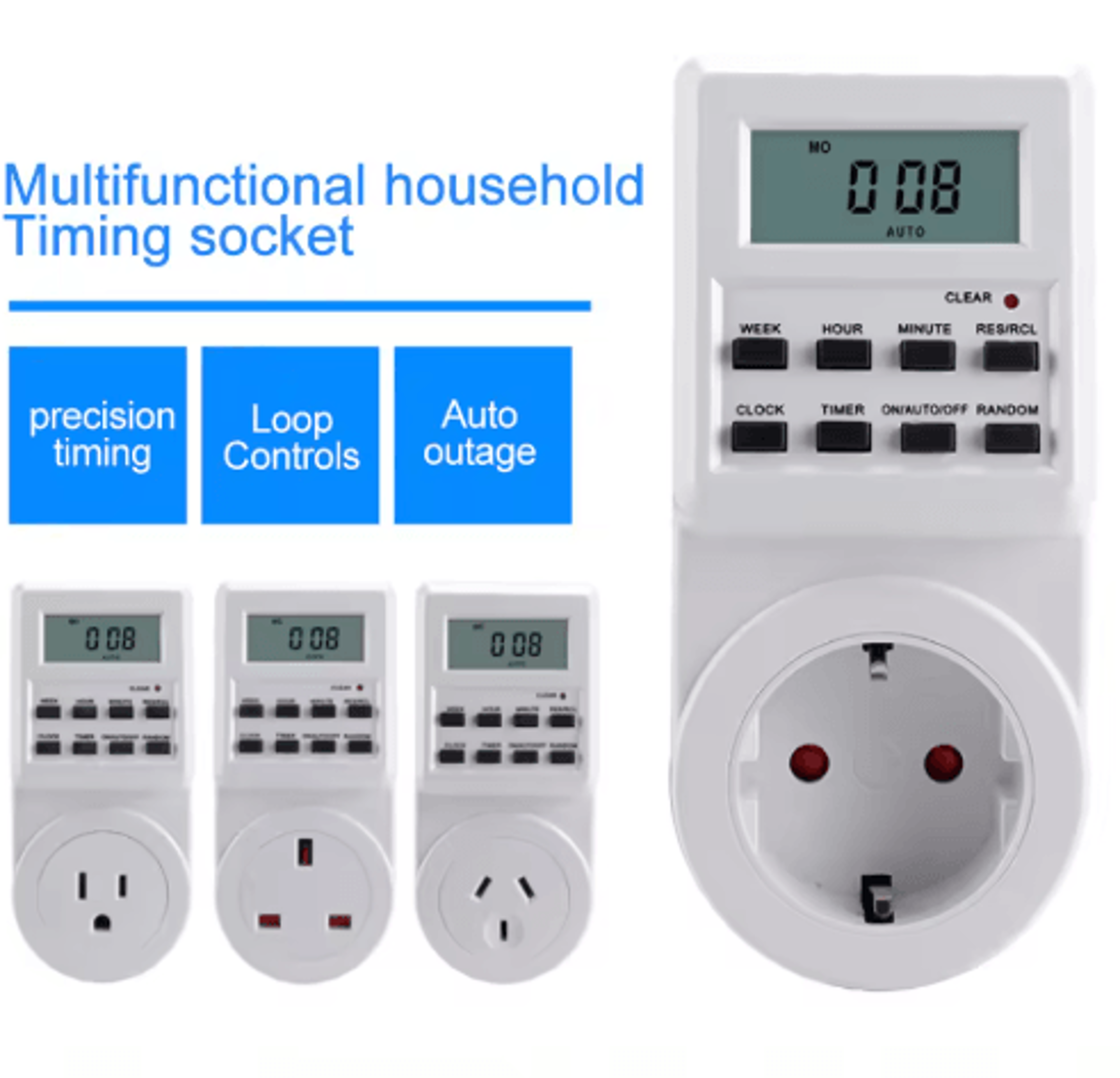 digital timer outlet – 12/24 hour programmable electronic timing switch