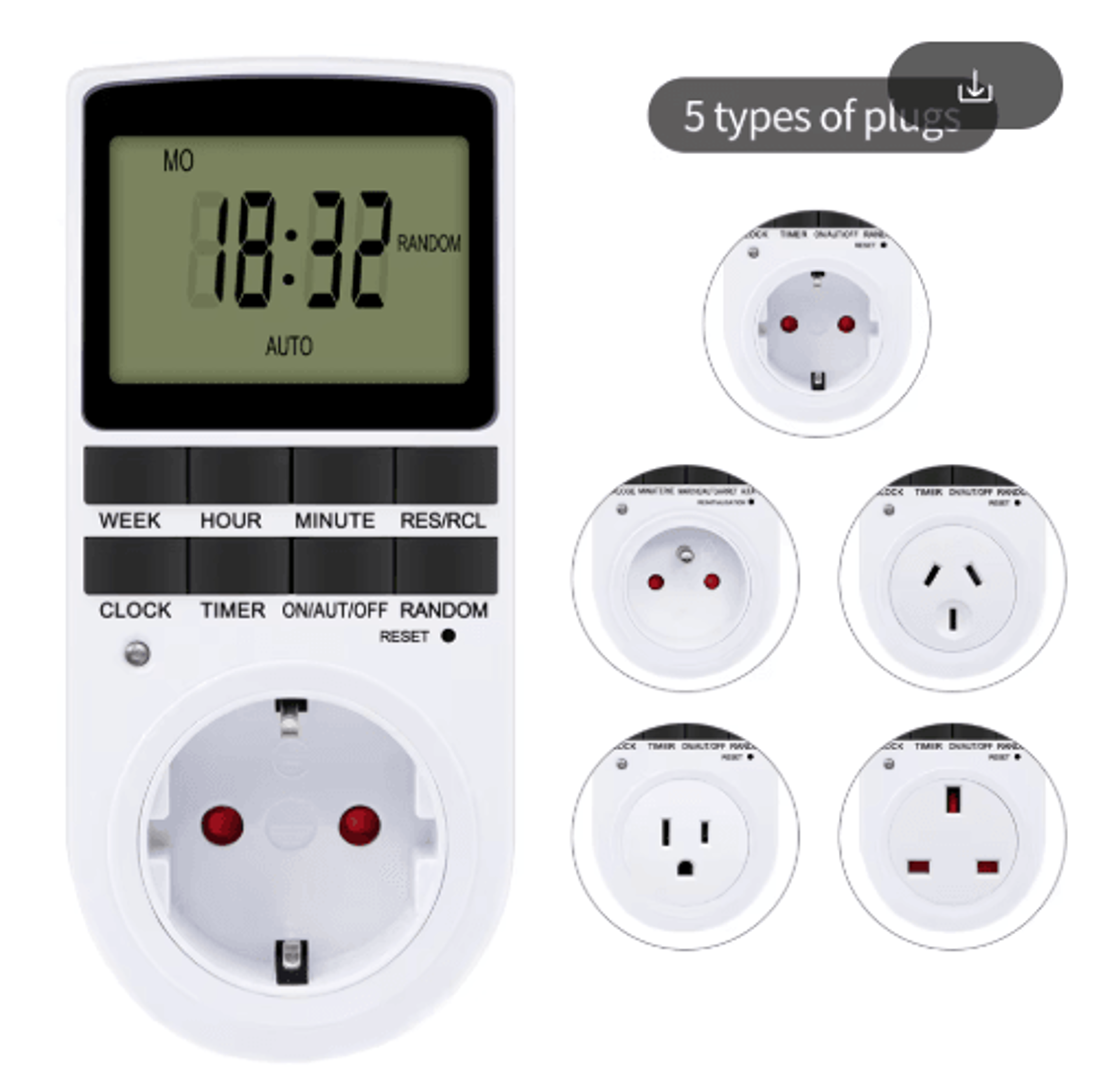 tm02 digital timer outlet – 12/24 hour programmable cyclic timing socket